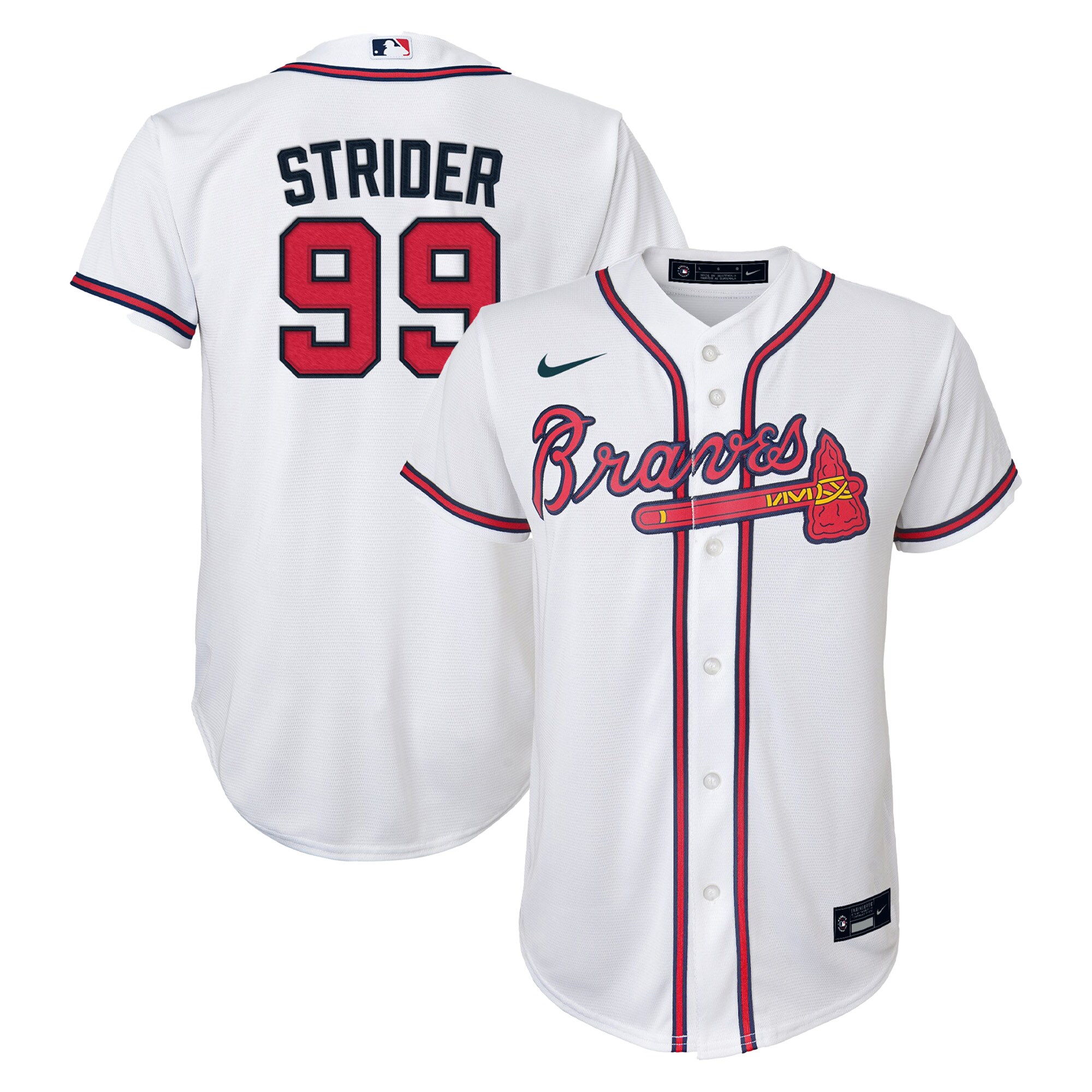 Spencer Strider Atlanta Braves Youth Home Replica Player Jersey - White