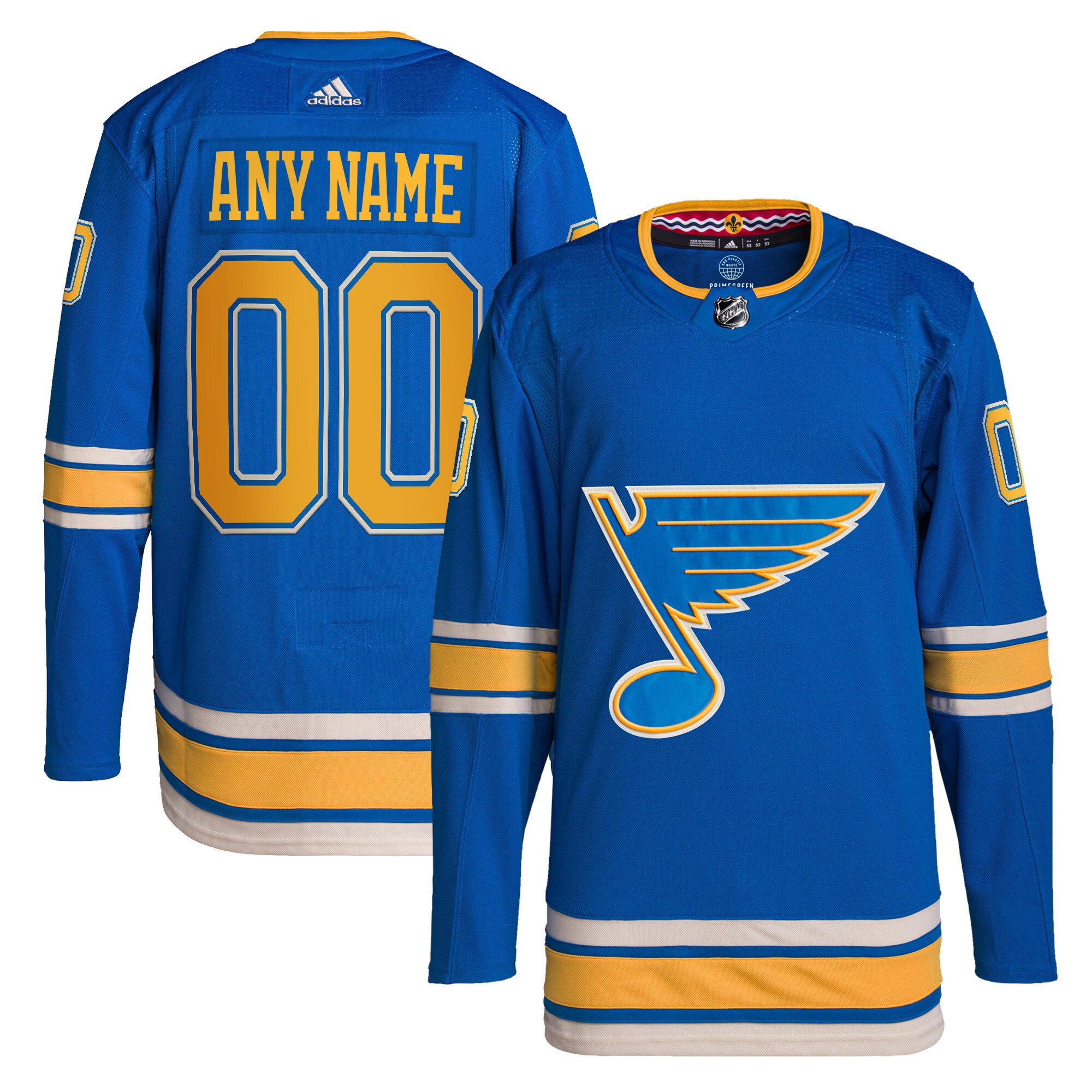 St. Louis Blues adidas Alternate Primegreen Authentic Custom Jersey - Blue
