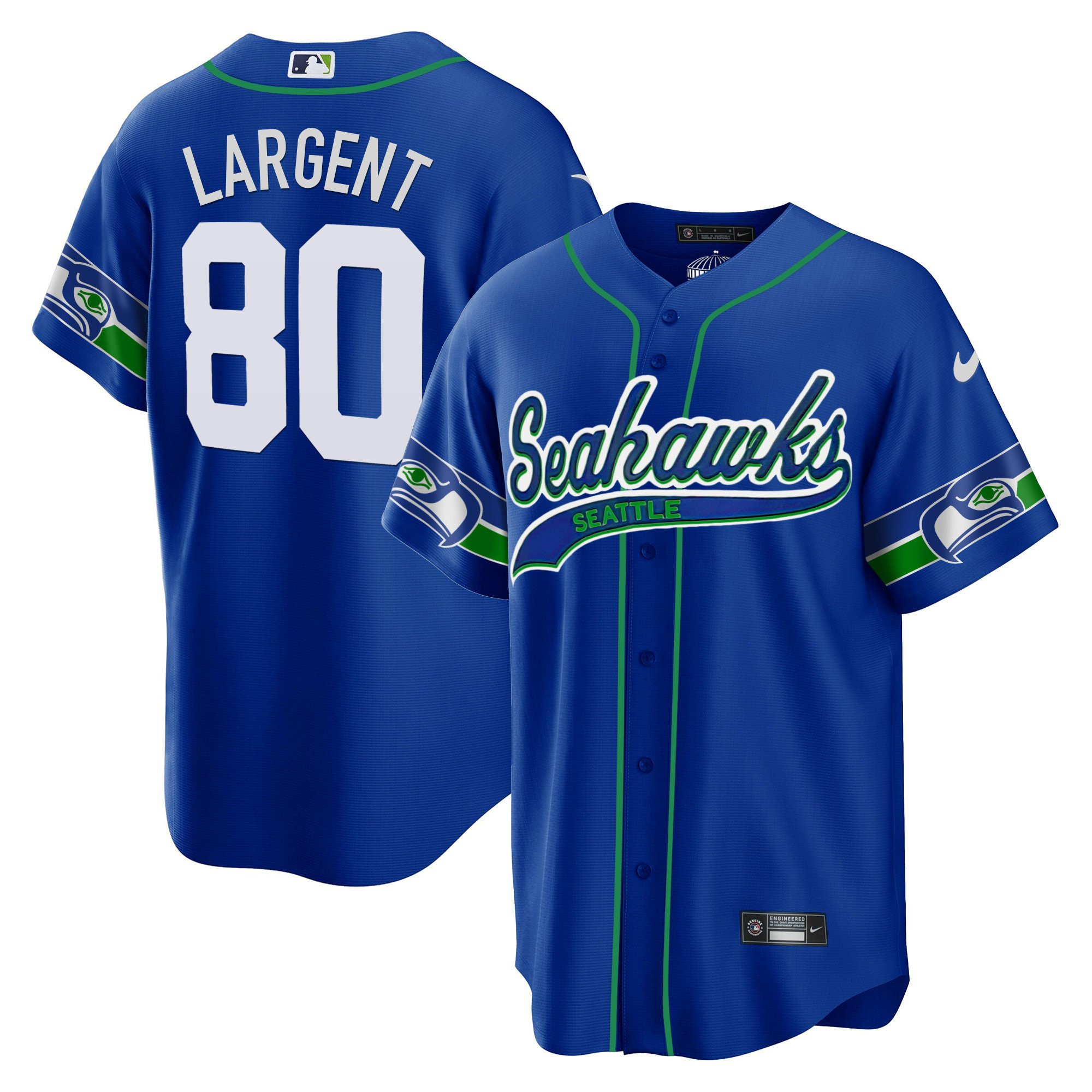 Steve Largent 80 Seattle Seahawks Throwback Men Jersey - Royal