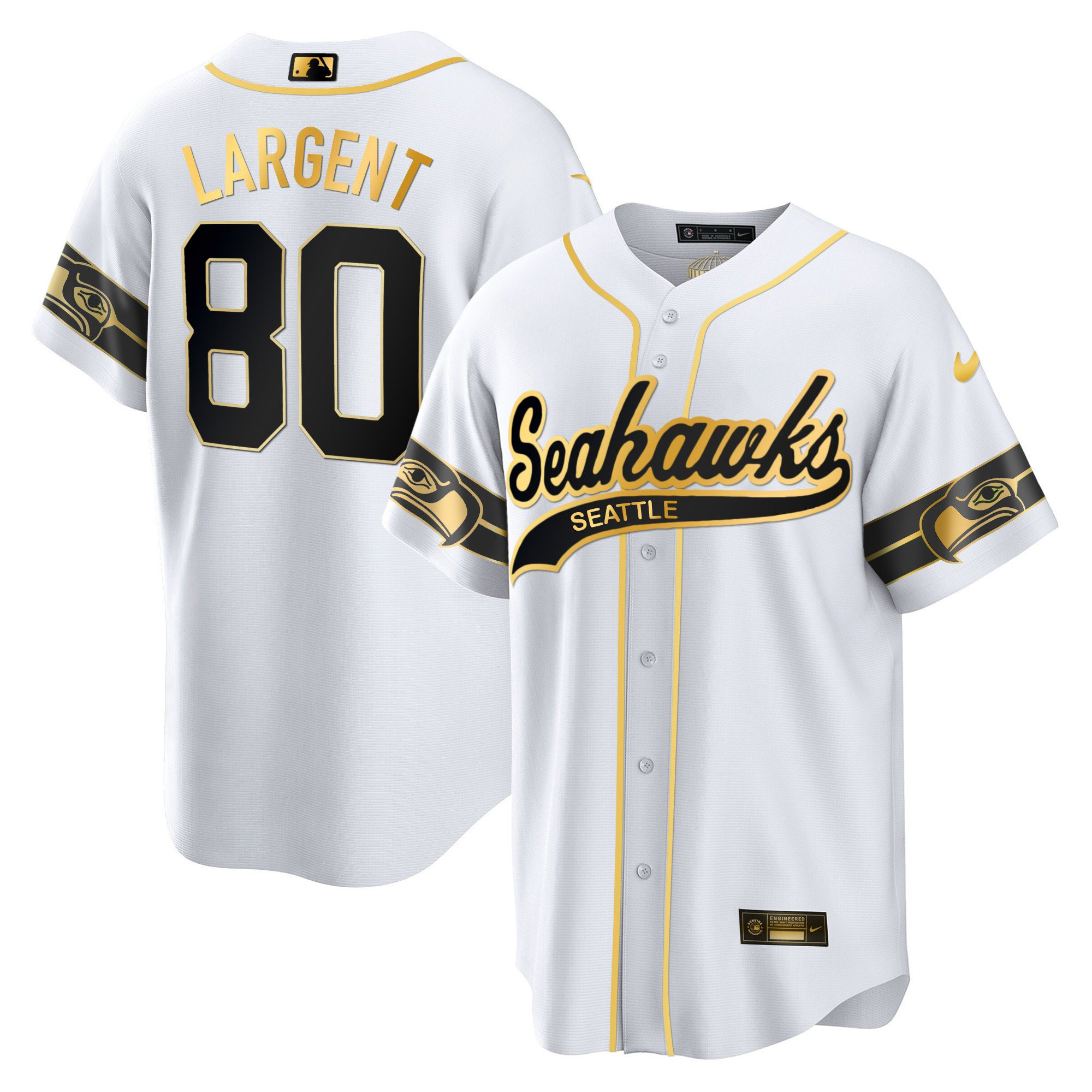 Steve Largent 80 Seattle Seahawks Throwback Men Jersey - White Gold