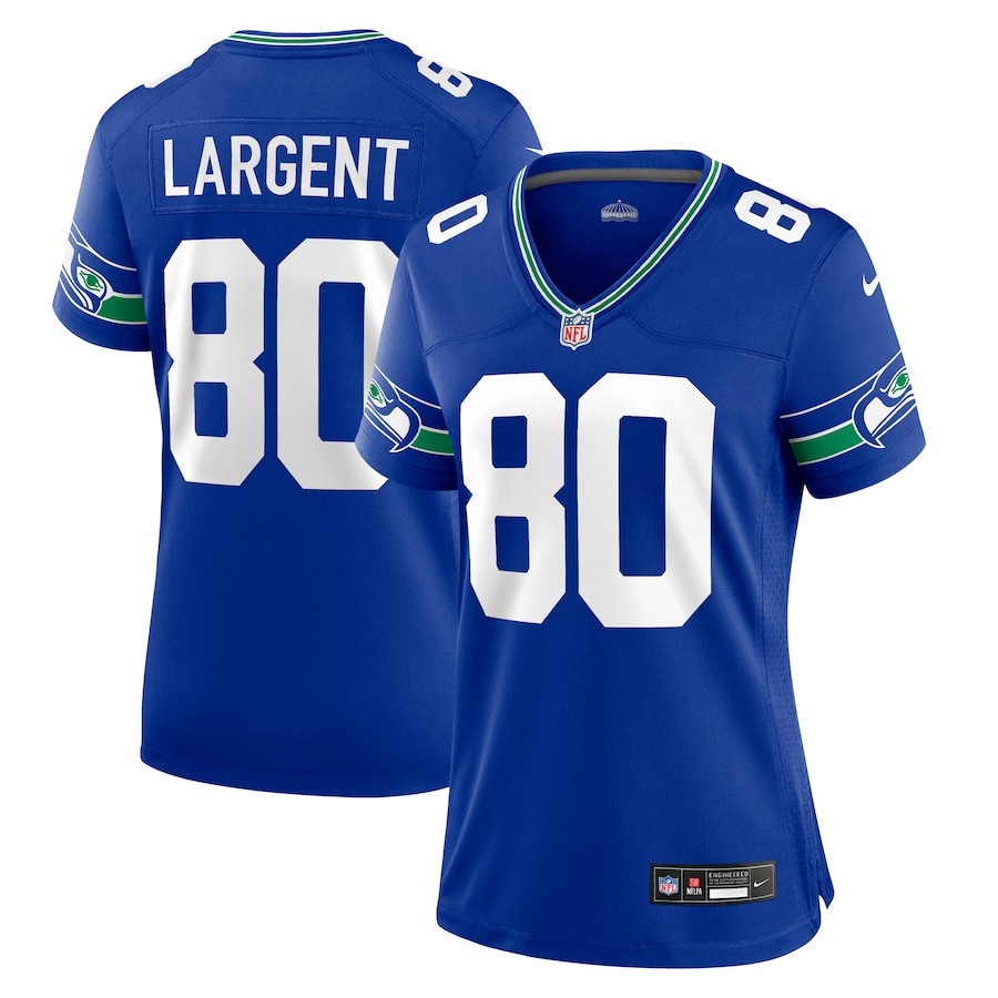 Steve Largent 80 Seattle Seahawks Women Throwback Retired Game Jersey - Royal