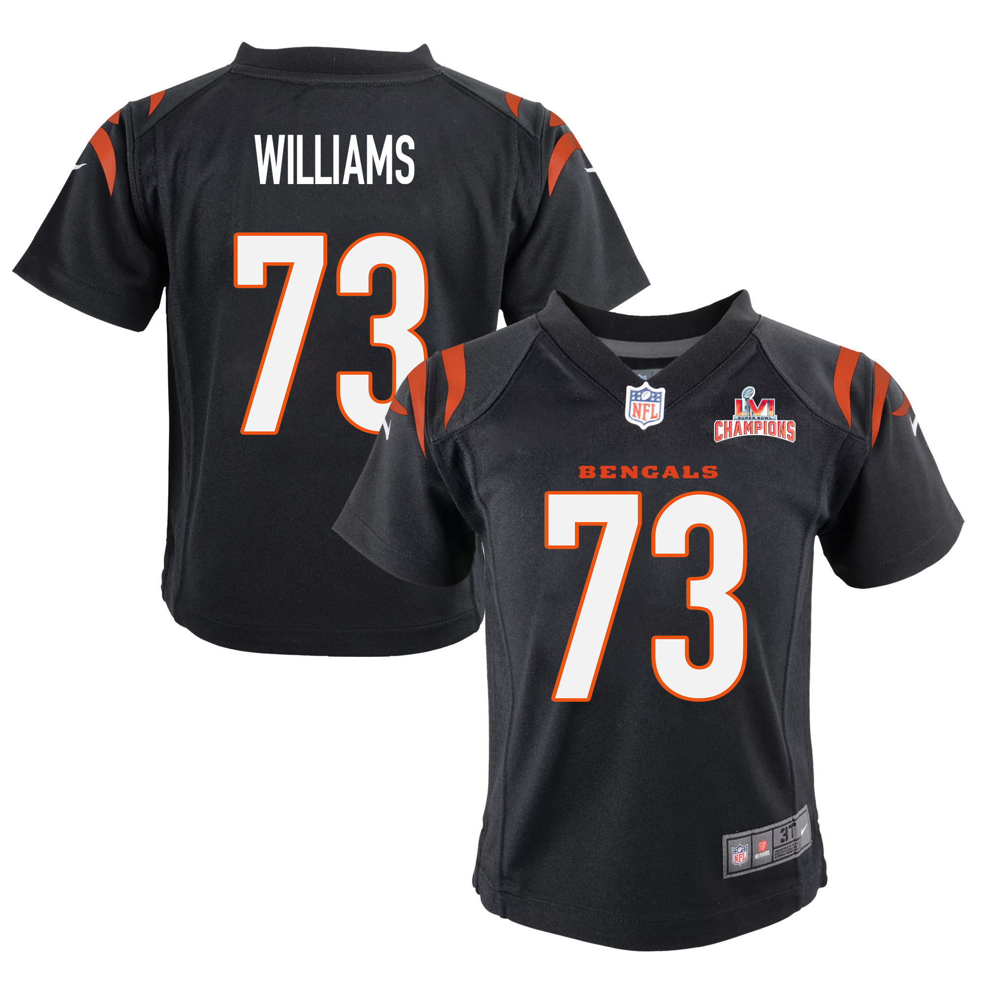 Super Bowl LVI Champions Cincinnati Bengals Jonah Williams 73 Black Youth's Jersey Jersey