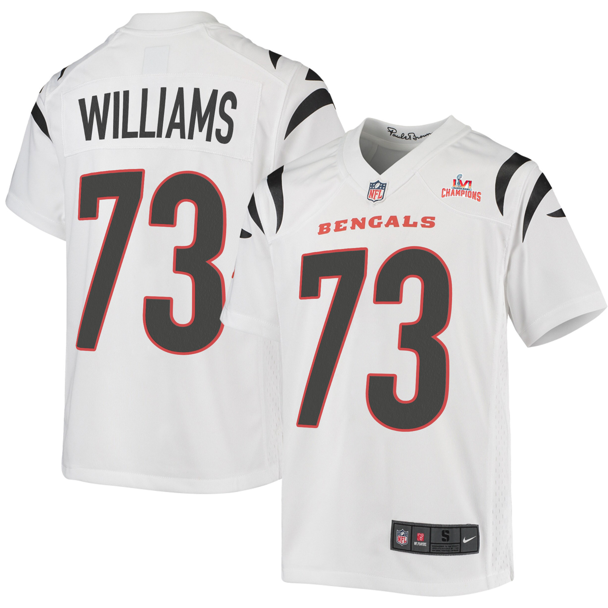 Super Bowl LVI Champions Cincinnati Bengals Jonah Williams 73 White Youth's Jersey Jersey