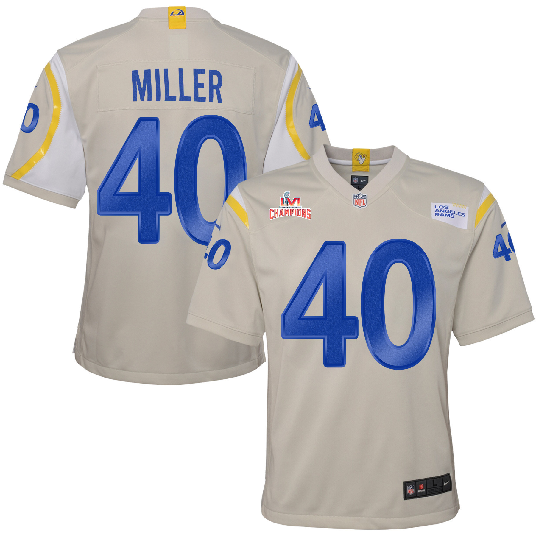 Super Bowl LVI Champions Los Angeles Rams Von Miller 40 Bone Youth's Jersey Jersey