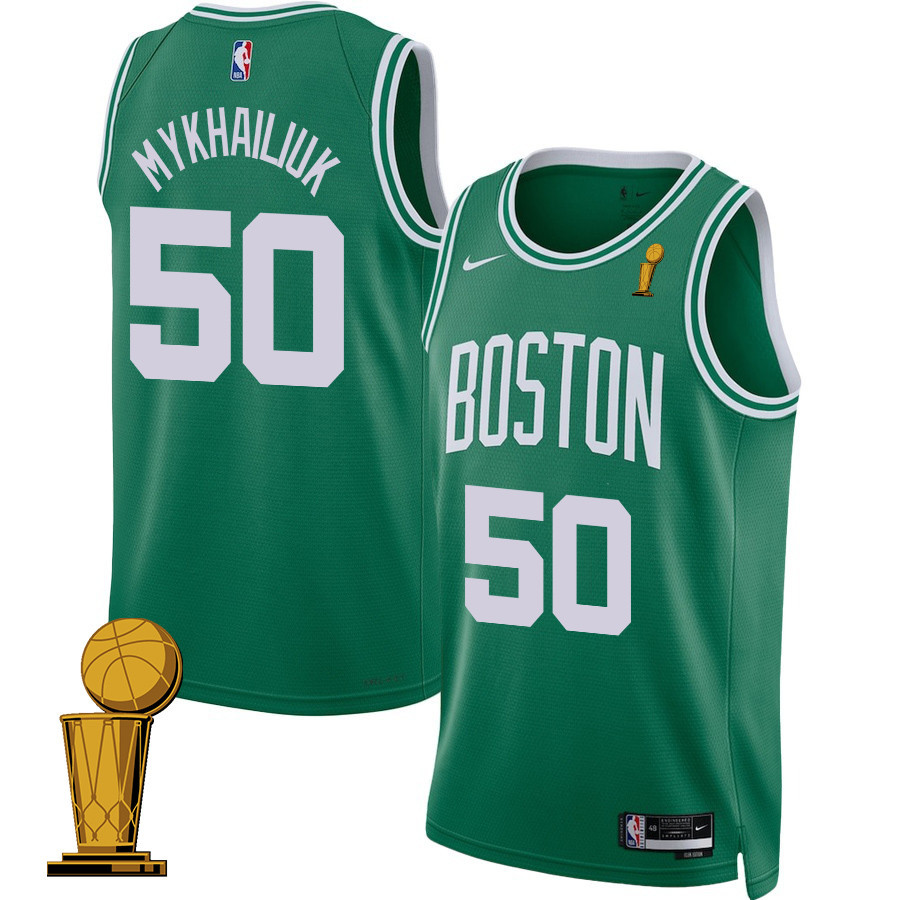 Svi Mykhailiuk 50 Boston Celtics 2024 FINALS CHAMPIONS Jersey - Icon Edition - Kelly Green