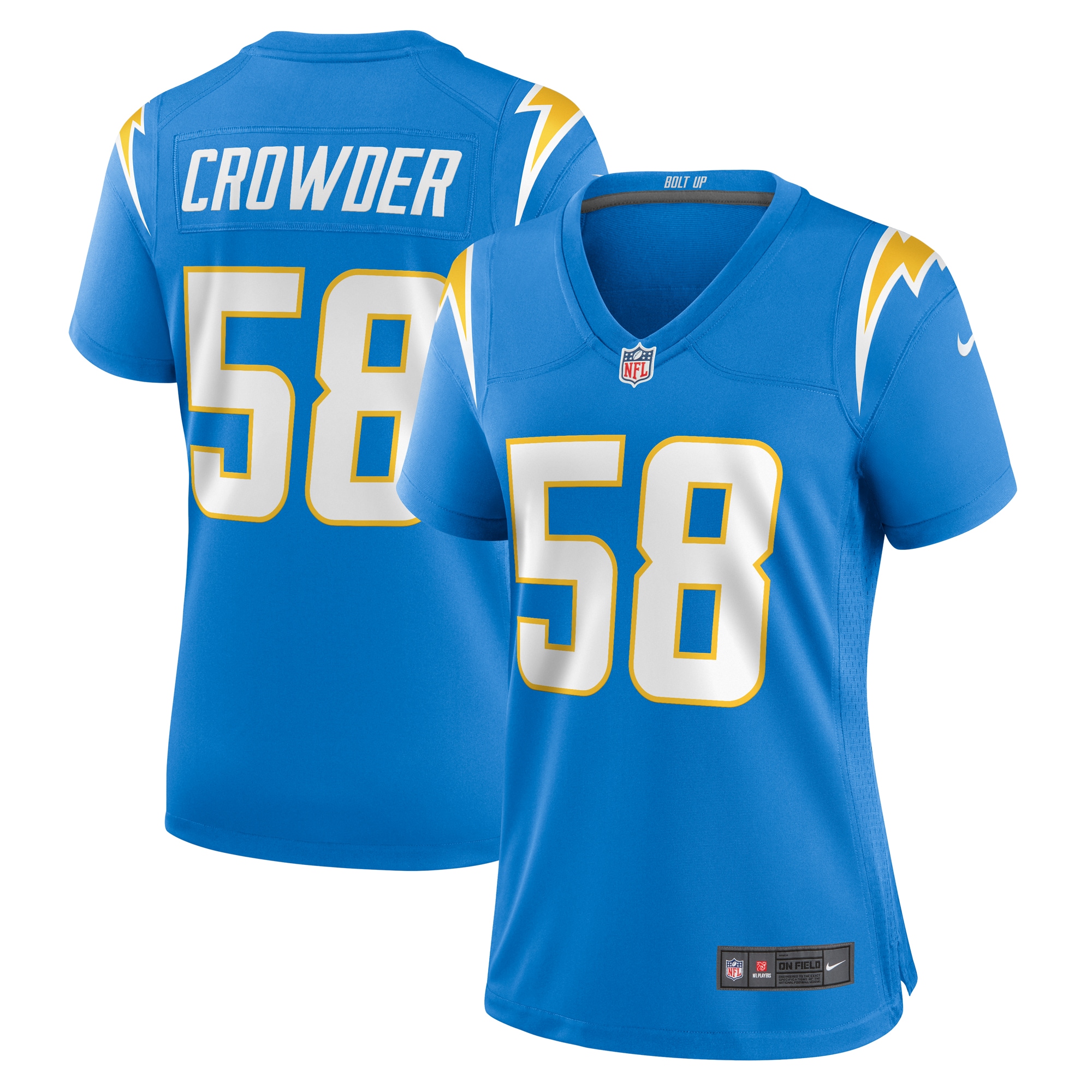 Tae Crowder Los Angeles Chargers Women's Team Game Jersey - Powder Blue