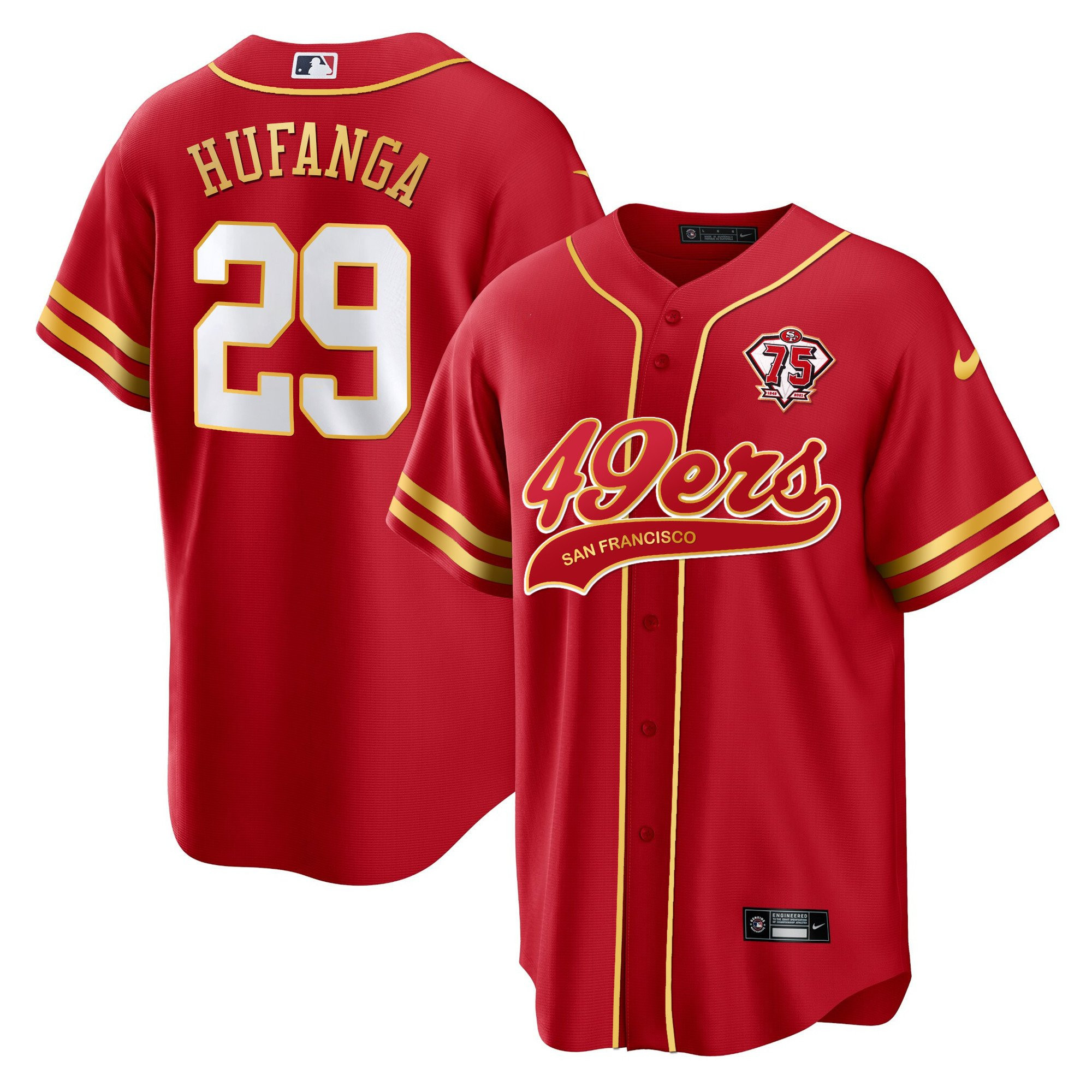 Talanoa Hufanga 29 San Francisco 49ers Baseball Men Jersey - Red
