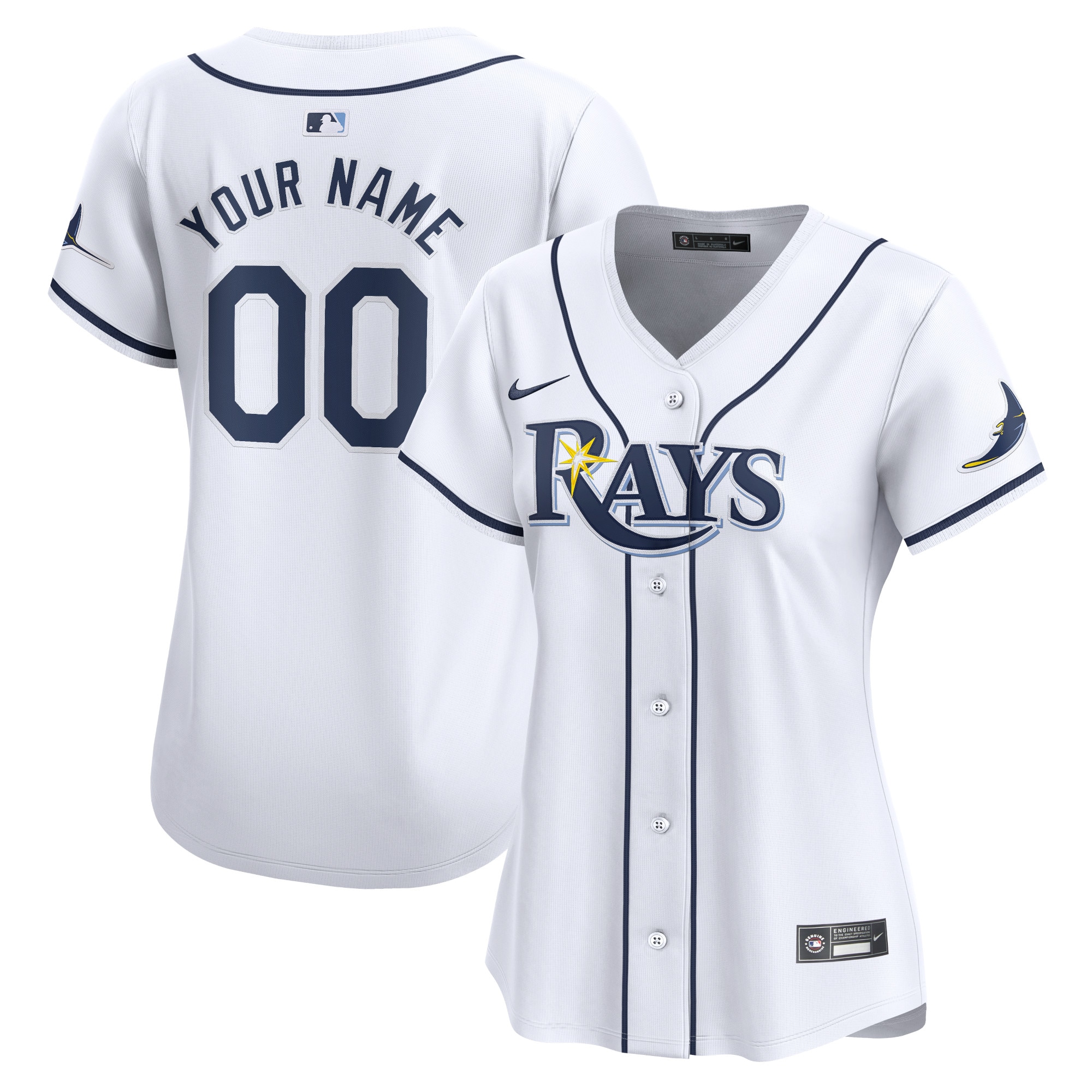 Tampa Bay Rays Women's Home Limited Custom Jersey - White