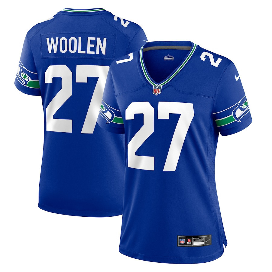 Tariq Woolen 27 Seattle Seahawks Women Throwback Game Jersey - Royal