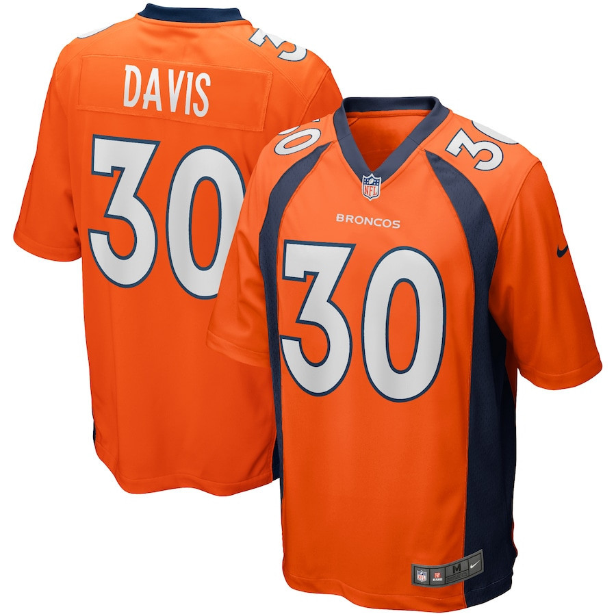 Terrell Davis 30 Denver Broncos Men Game Retired Jersey - Orange