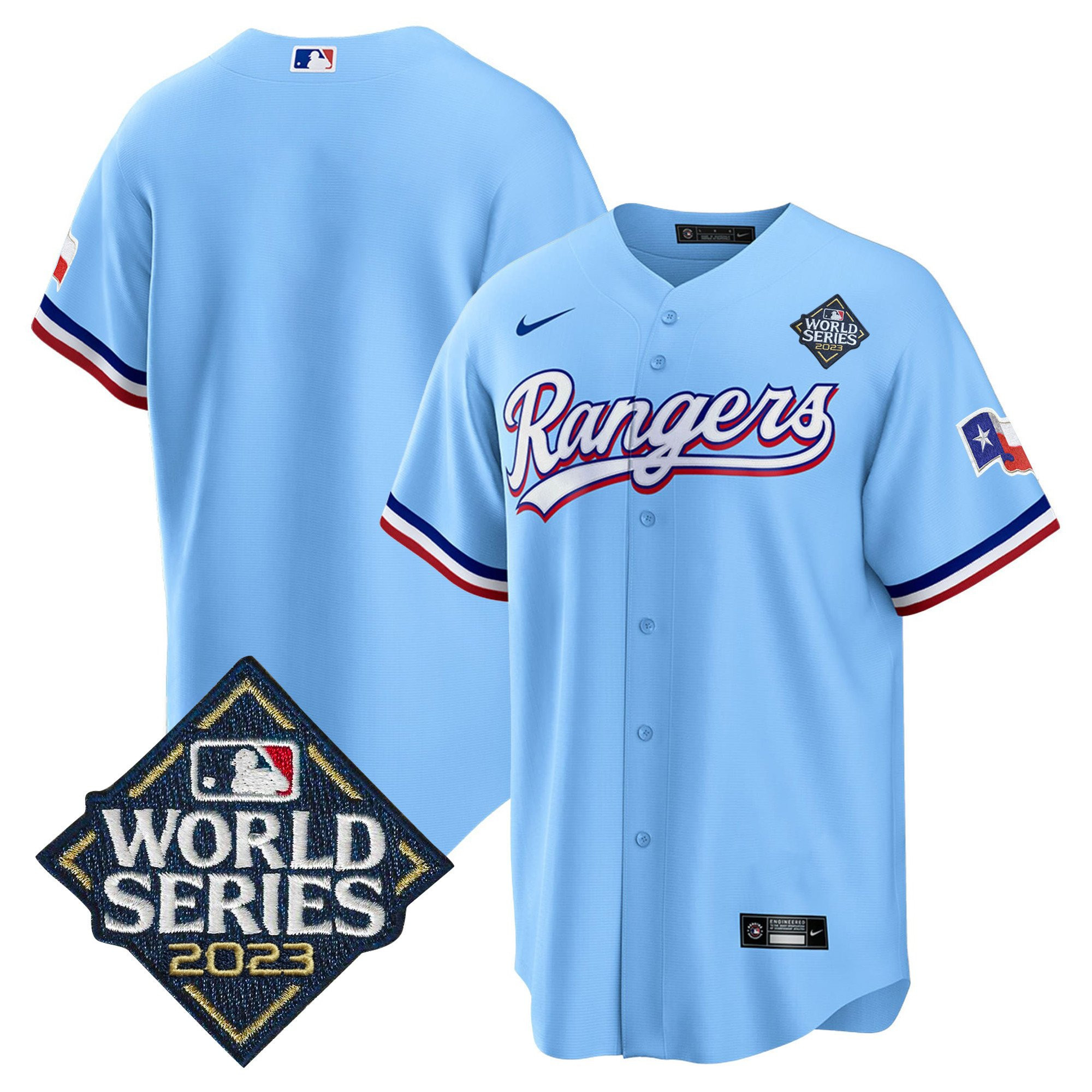Texas Rangers 2023 World Series Stitched Baseball Jersey - Blue