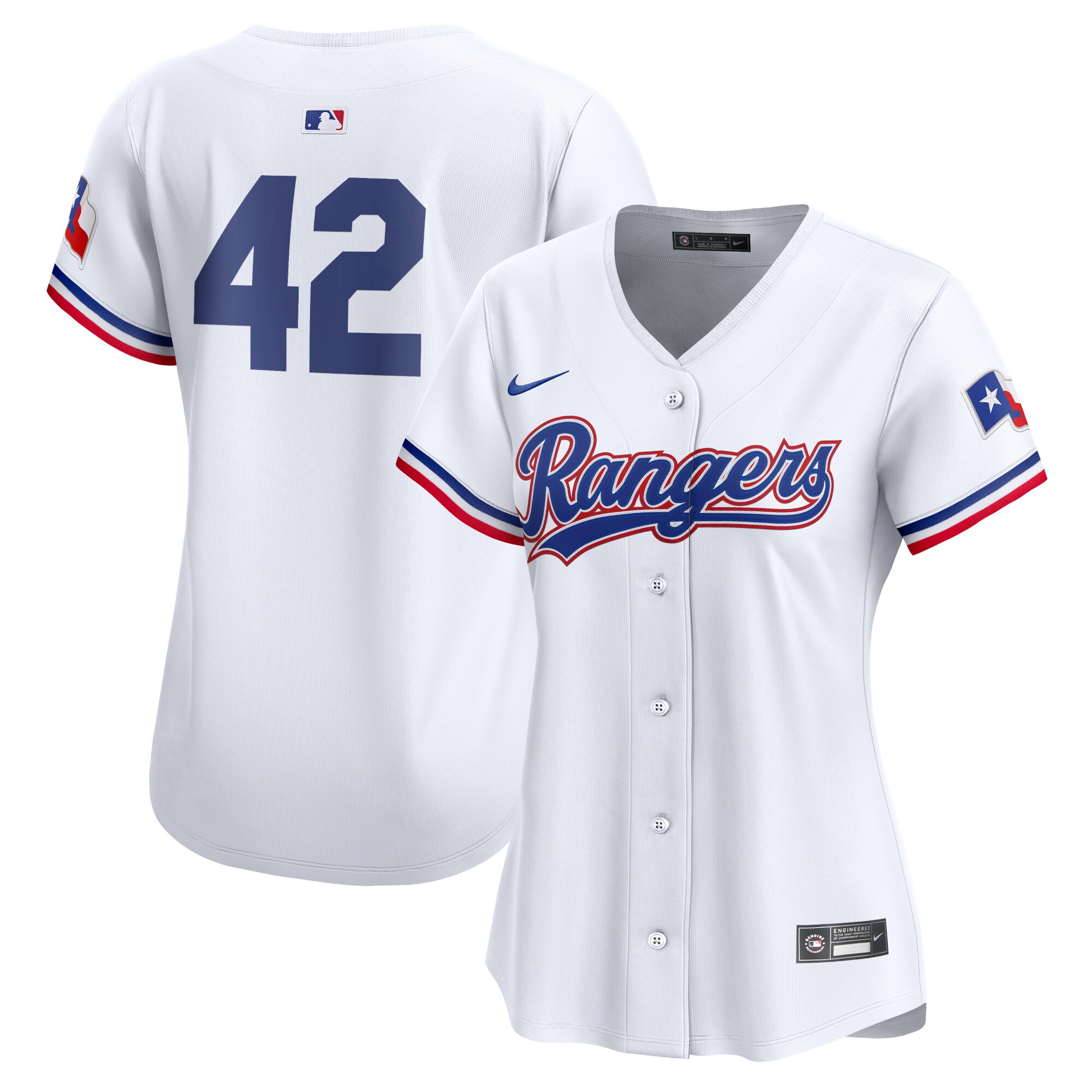 Texas Rangers Women's 2024 Jackie Robinson Day Home Limited Jersey\u00c2\u00a0\u00e2\u20ac\u201c White