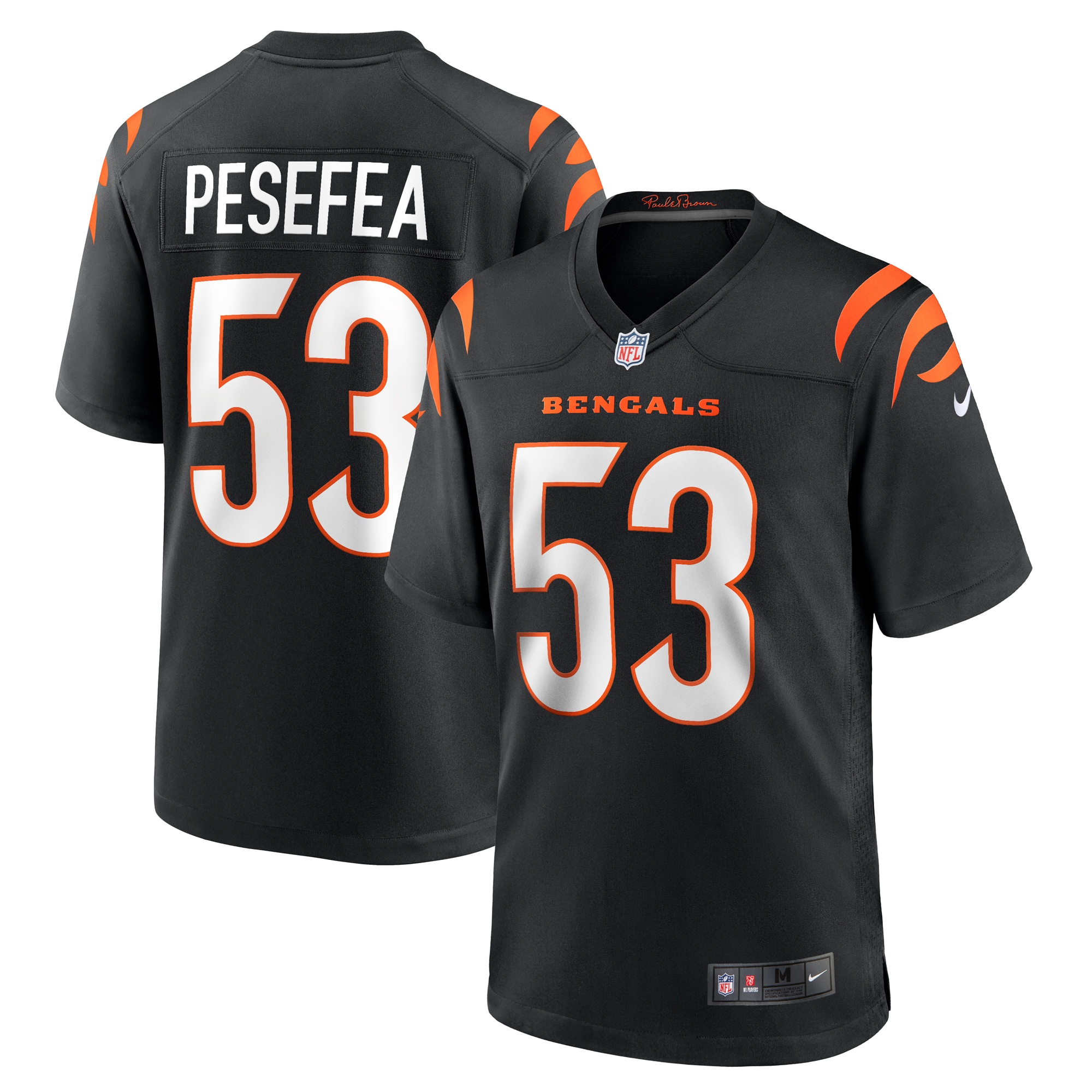 TJ Pesefea Cincinnati Bengals Team Game Jersey - Black