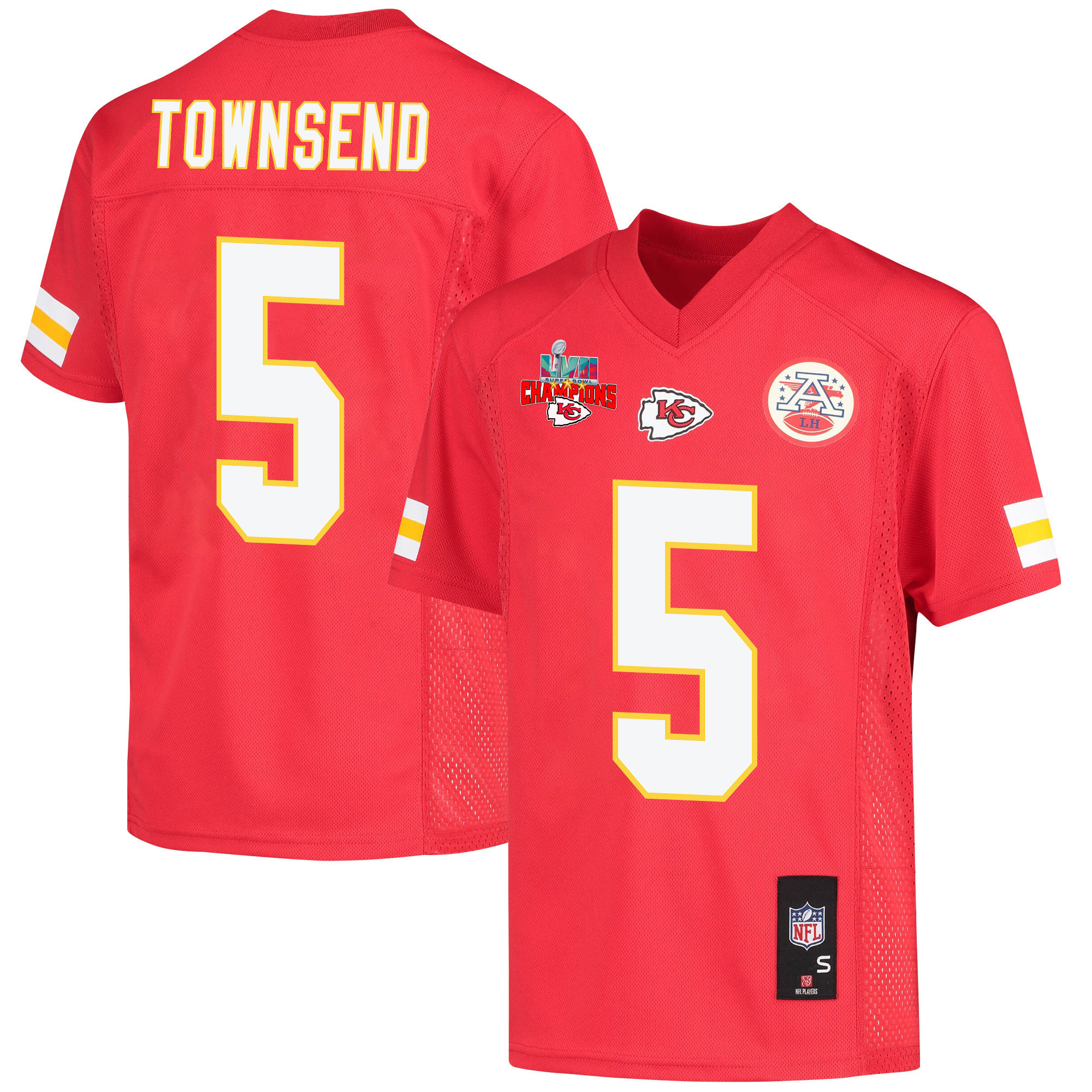 Tommy Townsend 5 Kansas City Chiefs Super Bowl LVII Champions 3 Stars Youth Game Jersey - Red