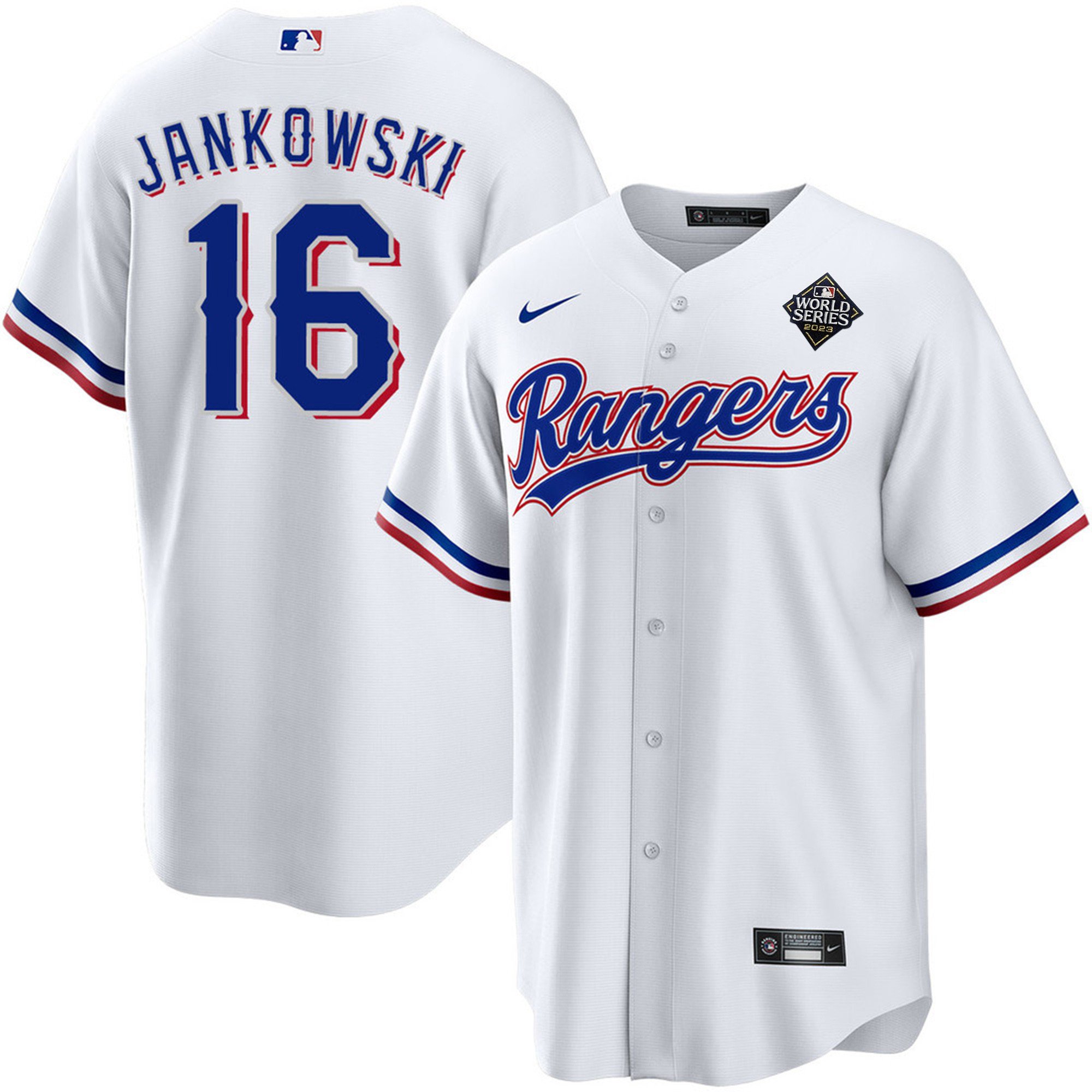 Travis Jankowski 16 Texas Rangers 2023 World Series Stitched Baseball Jersey - White