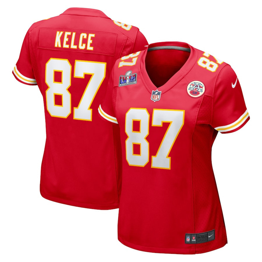 Travis Kelce 87 Kansas City Chiefs Super Bowl LVIII Patch Fashion Game Jersey - Red