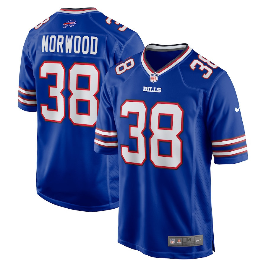 Tre Norwood 38 Buffalo Bills Team Game Jersey - Royal