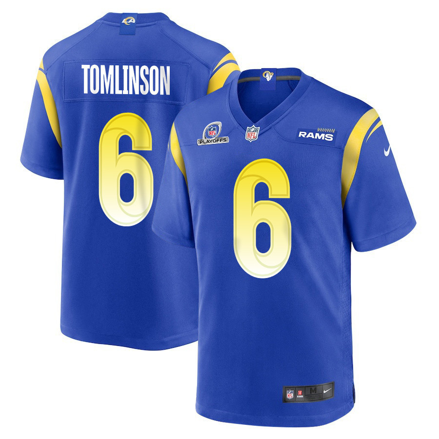 Tre Tomlinson 6 Los Angeles Rams 2023 Playoffs Patch Game Men Jersey - Royal