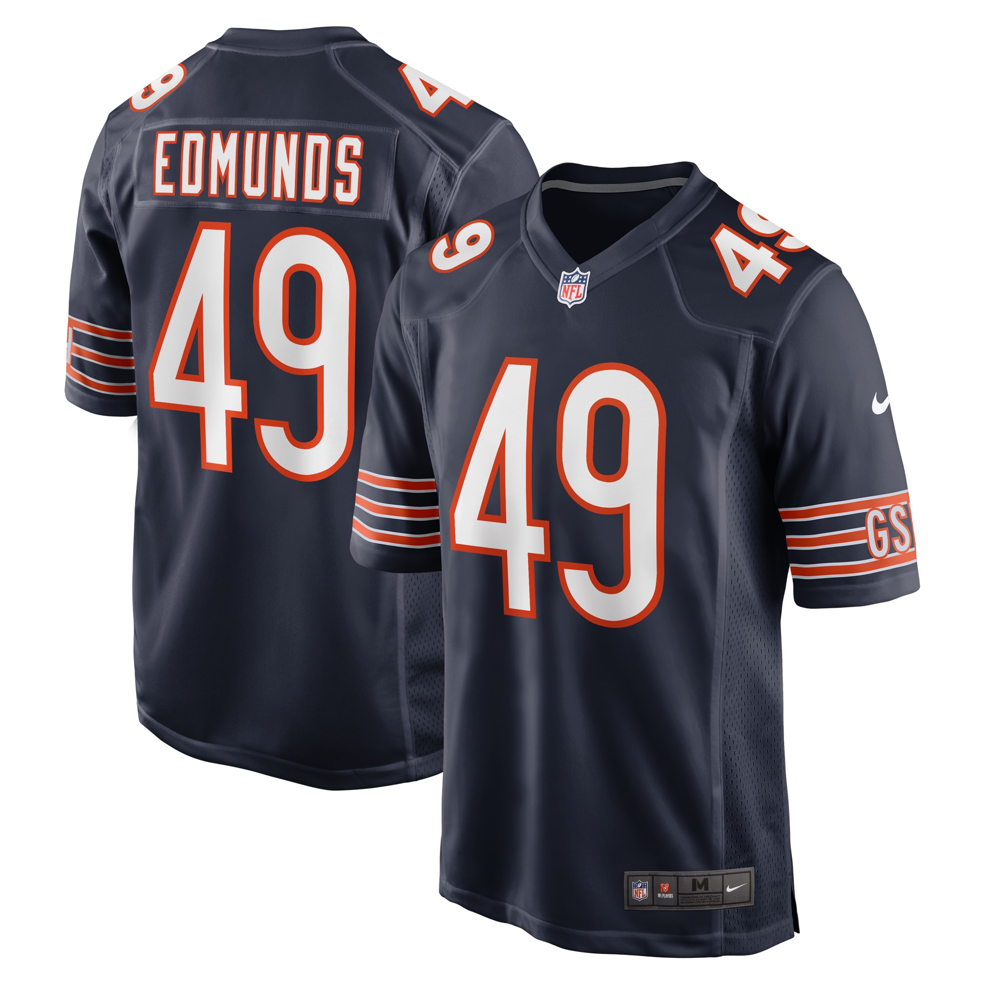 Tremaine Edmunds Chicago Bears Game Player Jersey - Navy