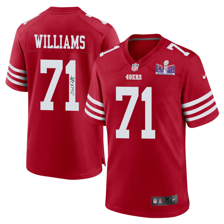 Trent Williams 71 Signed San Francisco 49ers Super Bowl LVIII Game Men Jersey - Scarlet