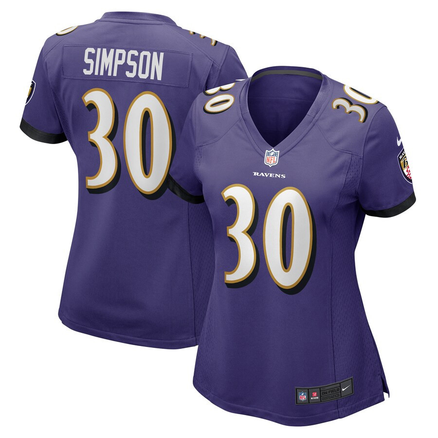 Trenton Simpson 30 Baltimore Ravens Women Game Jersey - Purple