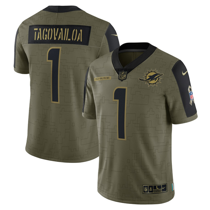 Tua Tagovailoa Miami Dolphins Salute To Service Limited Player Jersey - Olive