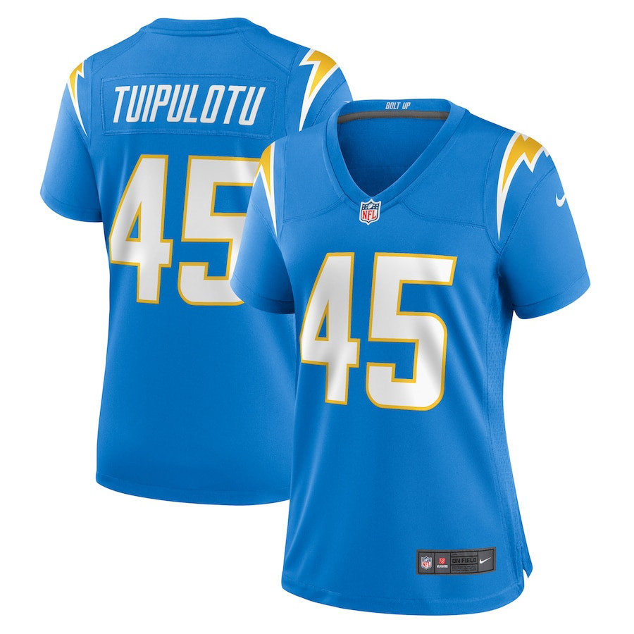 Tuli Tuipulotu 45 Los Angeles Chargers Women Game Jersey - Powder Blue