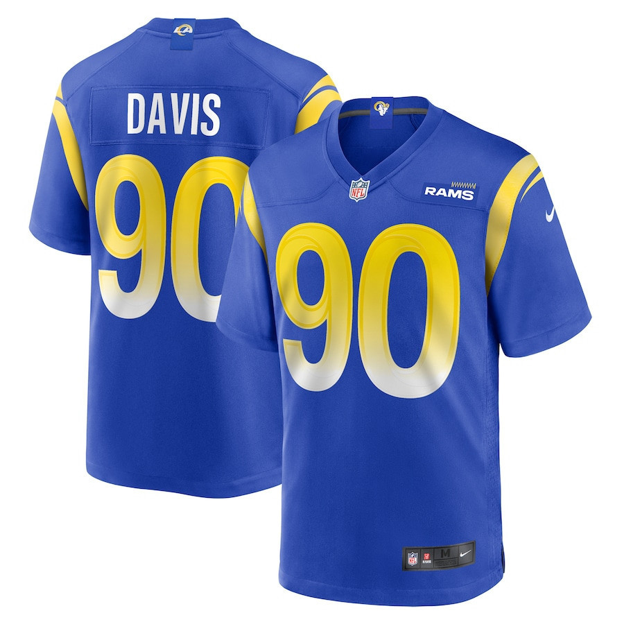 Tyler Davis 90 Los Angeles Rams Team Game Men Jersey - Royal
