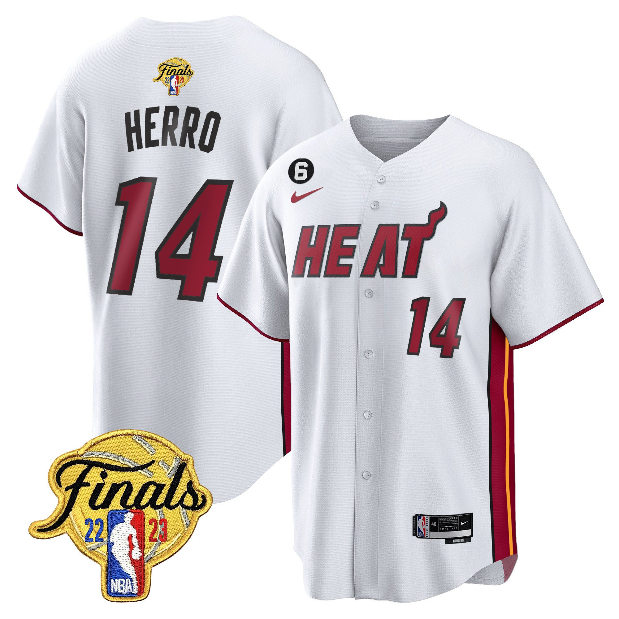 Tyler Herro 14 Miami Heat 2023 Finals Baseball Men Jersey - Association