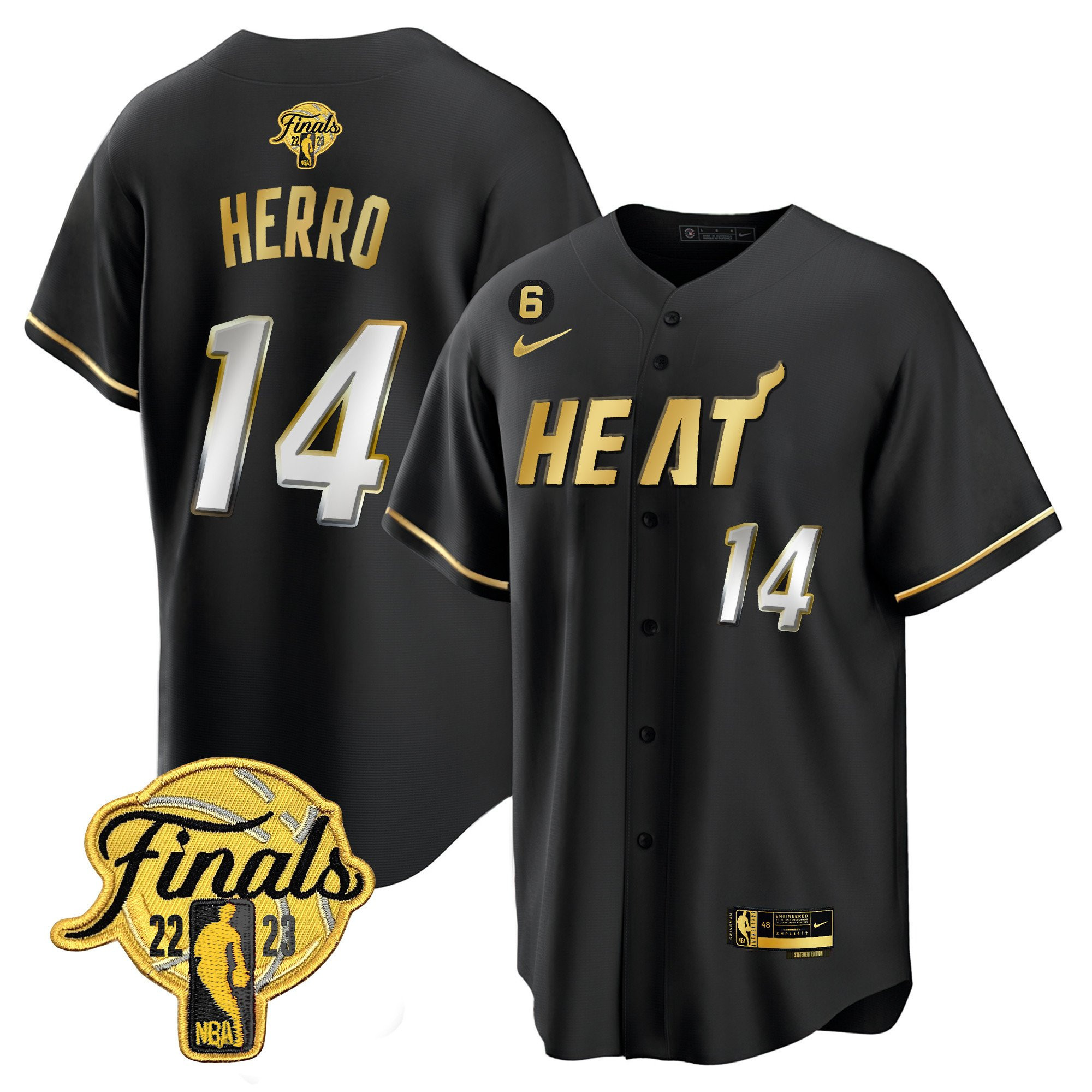 Tyler Herro 14 Miami Heat 2023 Finals Baseball Men Jersey - Black Limited