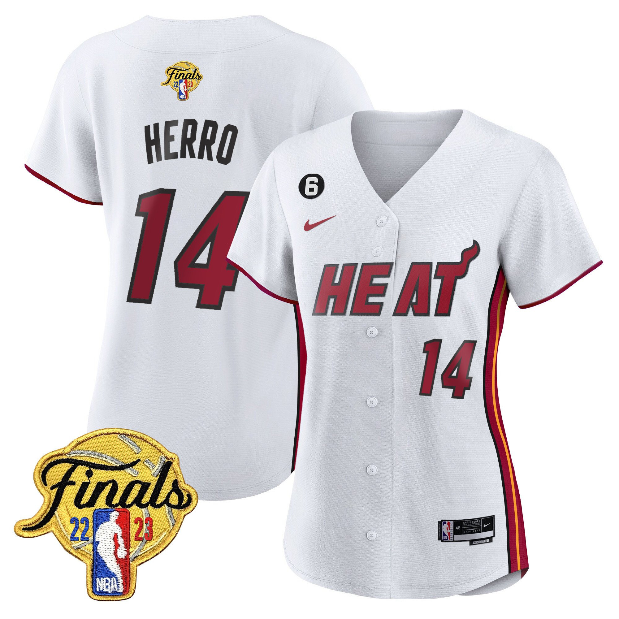 Tyler Herro 14 Miami Heat 2023 Finals Baseball Women Jersey - Association