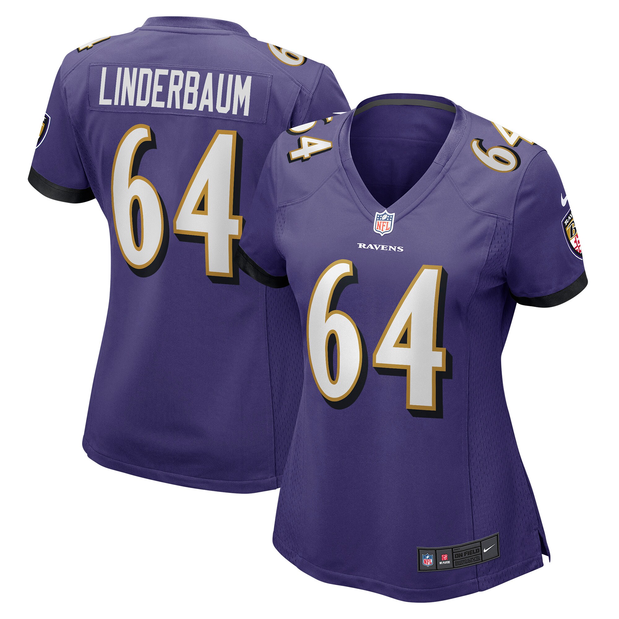 Tyler Linderbaum Baltimore Ravens Women's Player Game Jersey - Purple