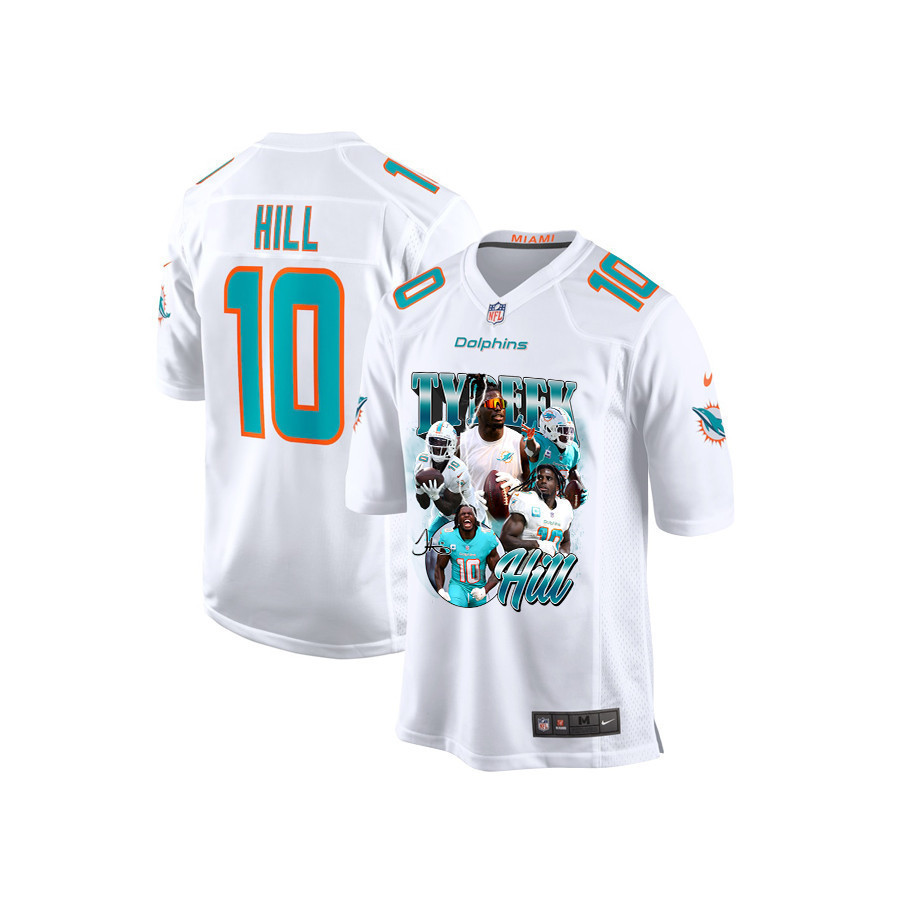 Tyreek Hill 10 Signed Miami Dolphins Cheetah Game YOUTH Jersey - White