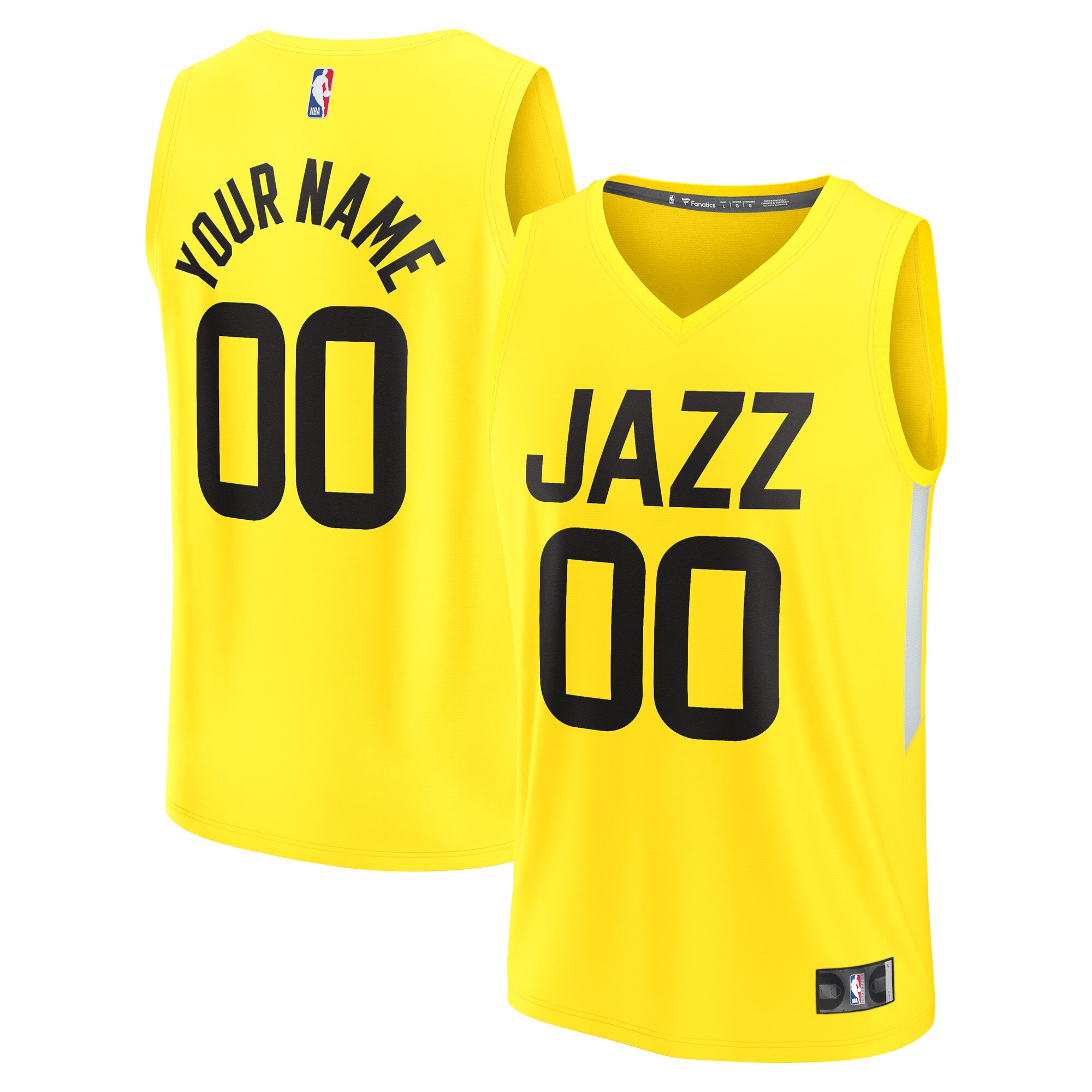 Utah Jazz Fanatics Fast Break Replica Custom Jersey - Icon Edition - Yellow