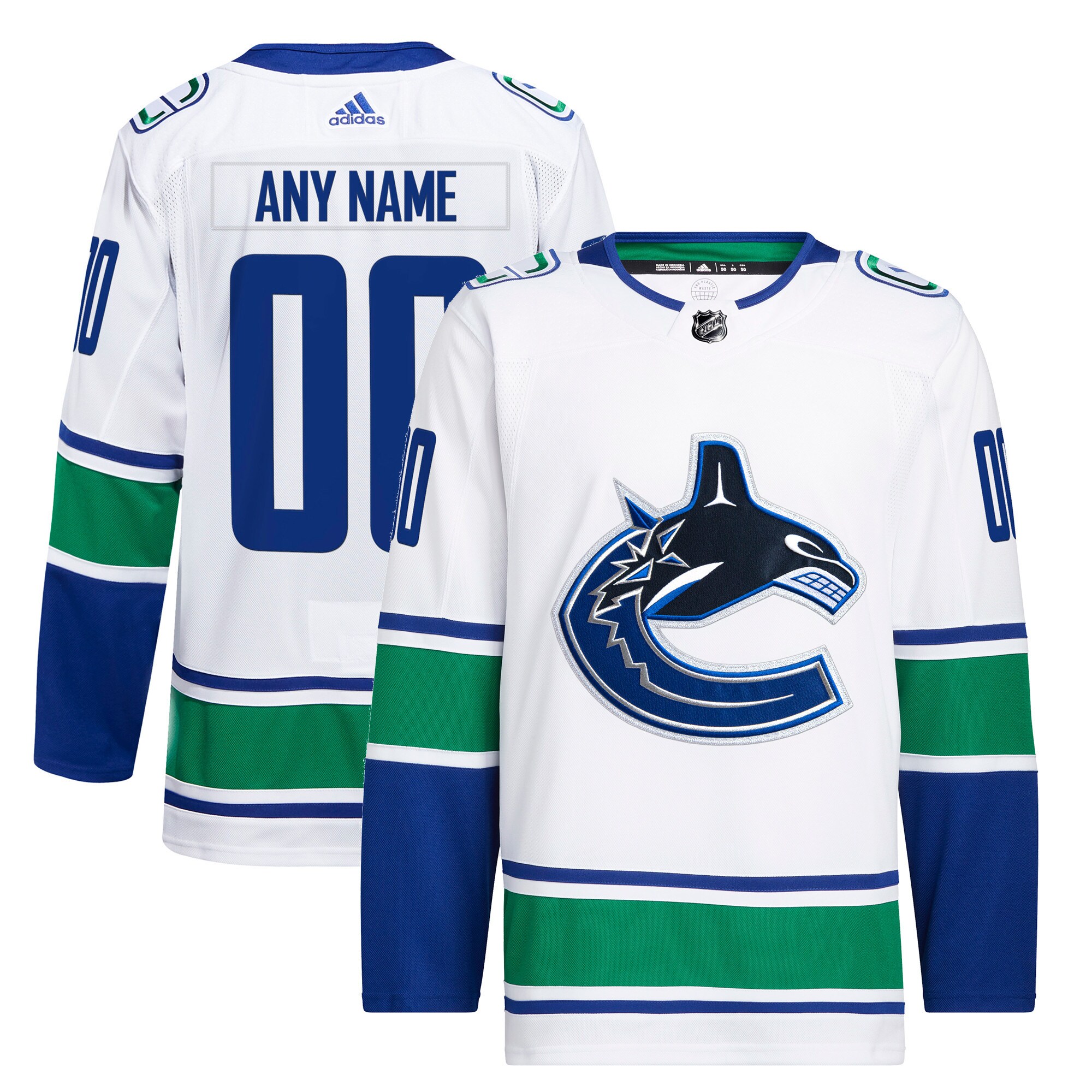 Vancouver Canucks adidas Away Primegreen Authentic Custom Jersey - White