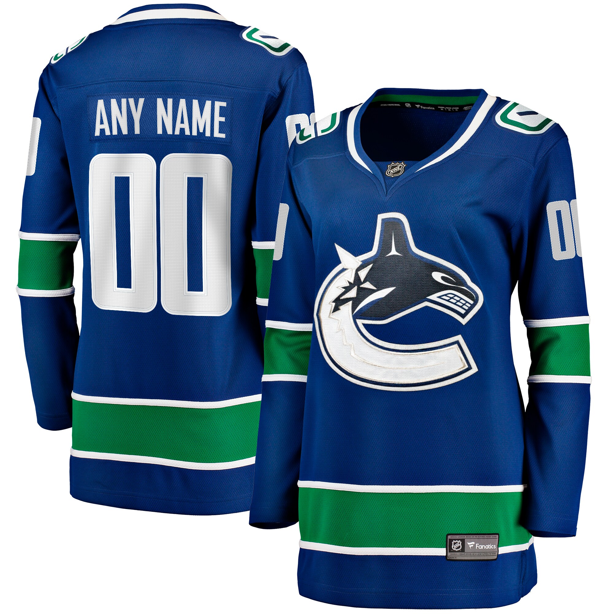 Vancouver Canucks Fanatics Women's Breakaway Custom Jersey - Blue