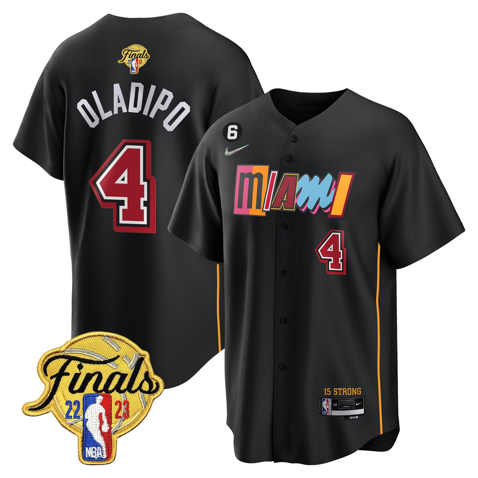 Victor Oladipo 4 Miami Heat 2023 Finals Baseball Men Jersey - City Black