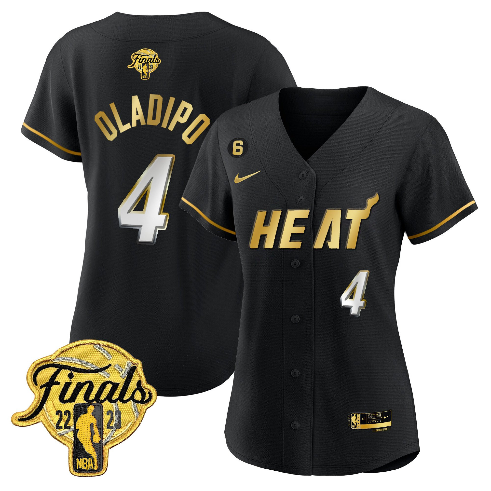 Victor Oladipo 4 Miami Heat 2023 Finals Baseball Women Jersey - Black Limited