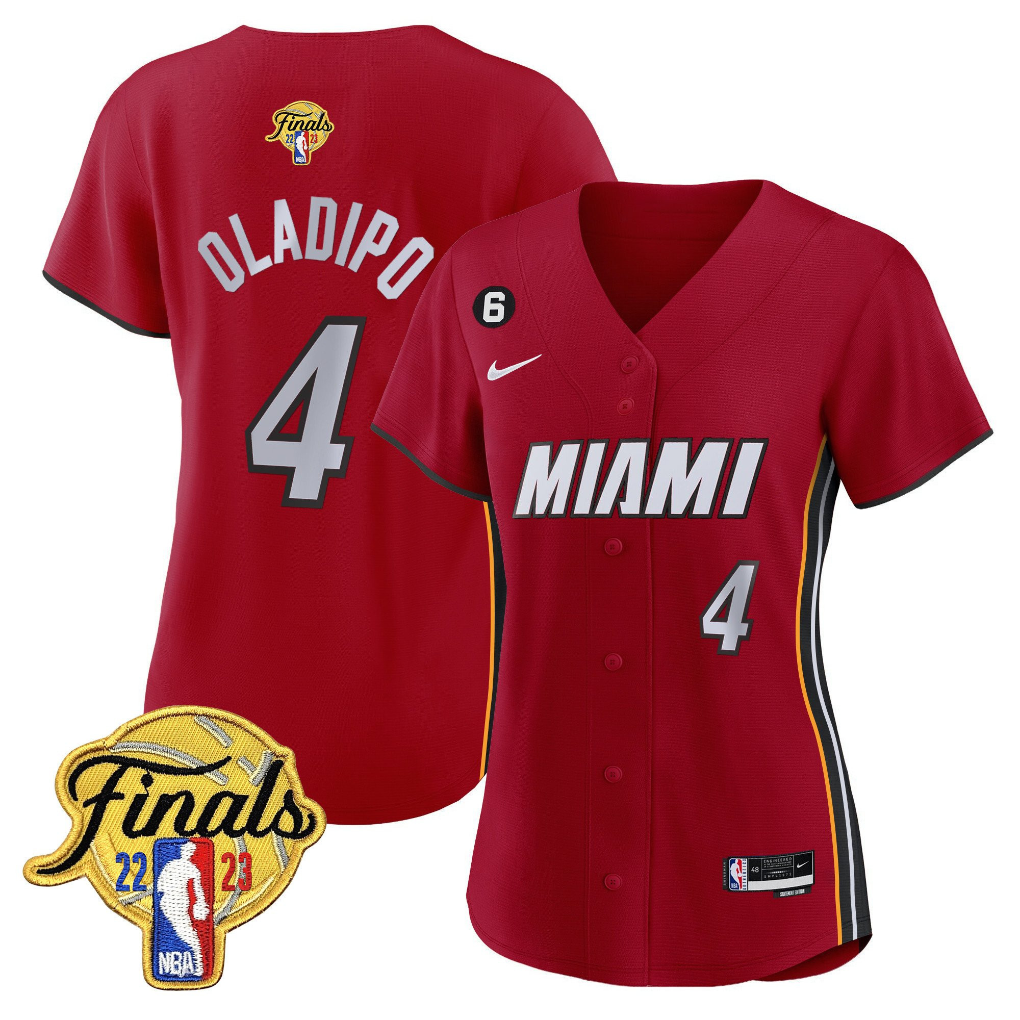Victor Oladipo 4 Miami Heat 2023 Finals Baseball Women Jersey - Statement