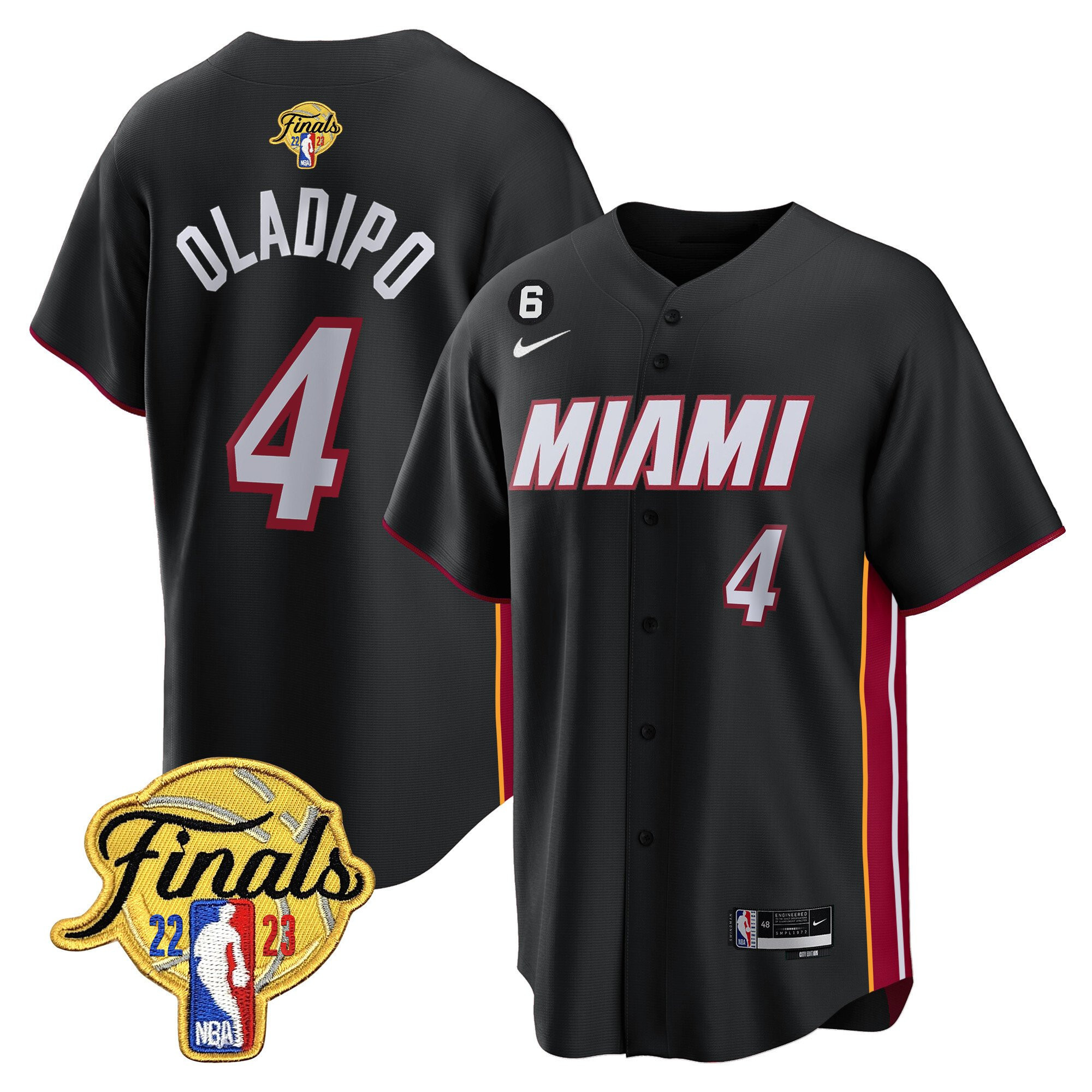 Victor Oladipo 4 Miami Heat 2023 Finals Patch Baseball Men Jersey - Black