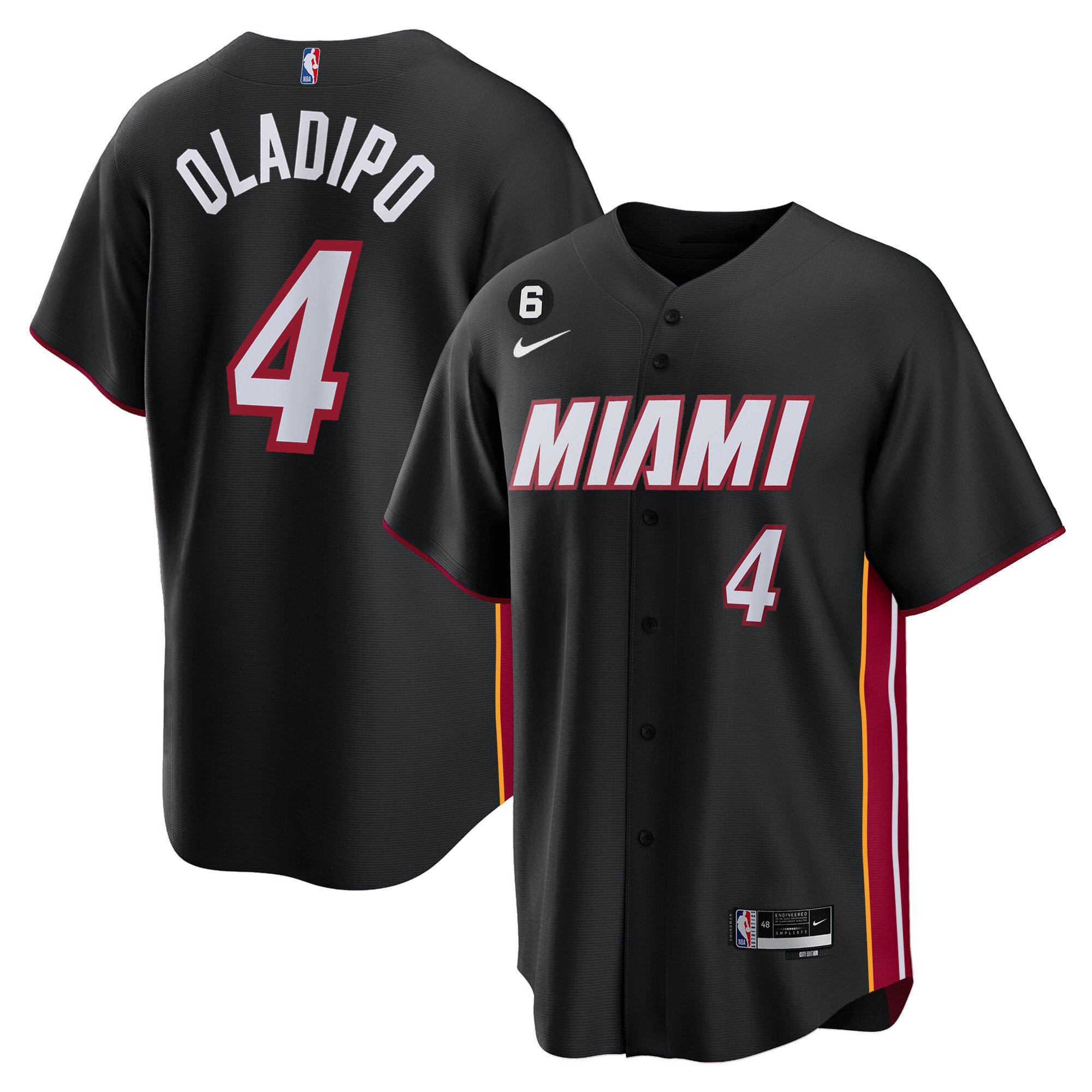 Victor Oladipo 4 Miami Heat Baseball Men Jersey - Black
