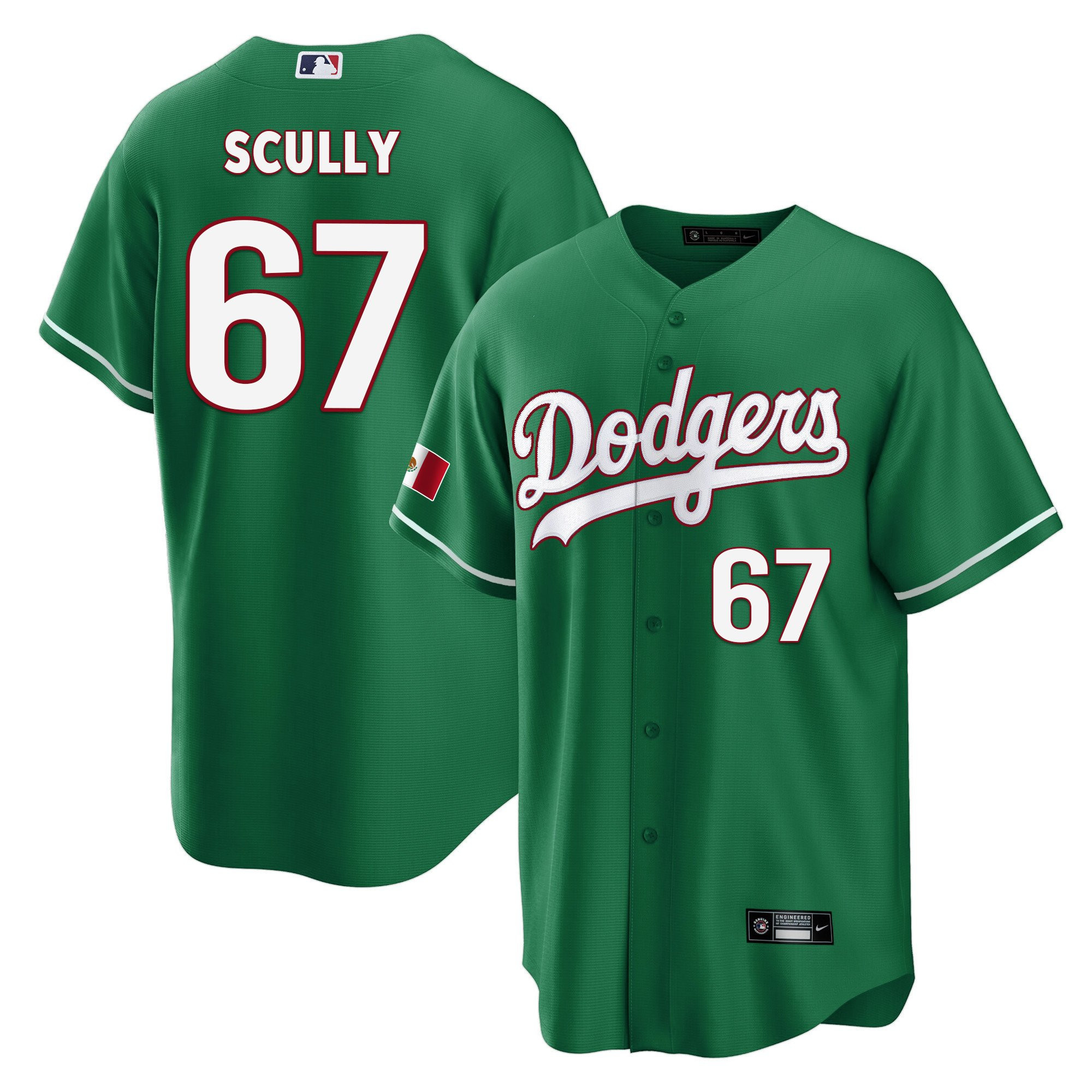 Vin Scully 67 Los Angeles Dodgers Mexico Baseball Men Jersey - Green