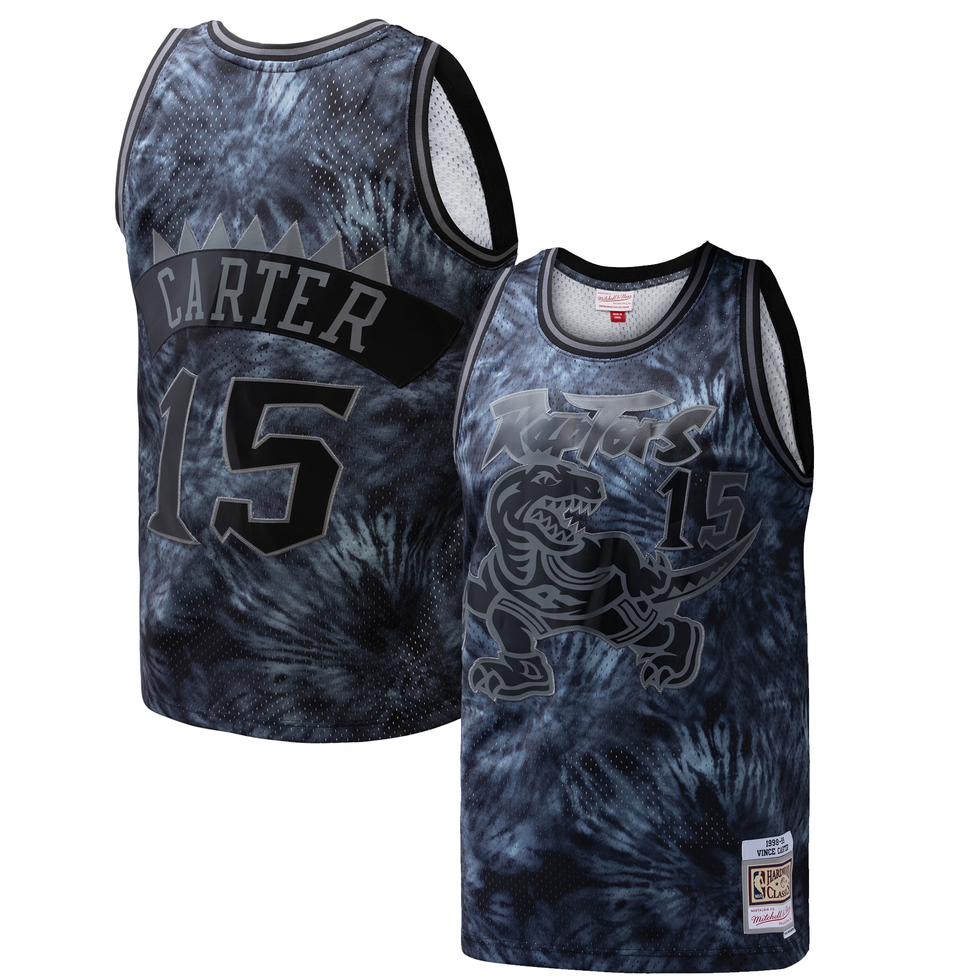Vince Carter Toronto Raptors Mitchell & Ness Hardwood Classics 1998\/99 Tie-Dye Swingman Jersey - Black