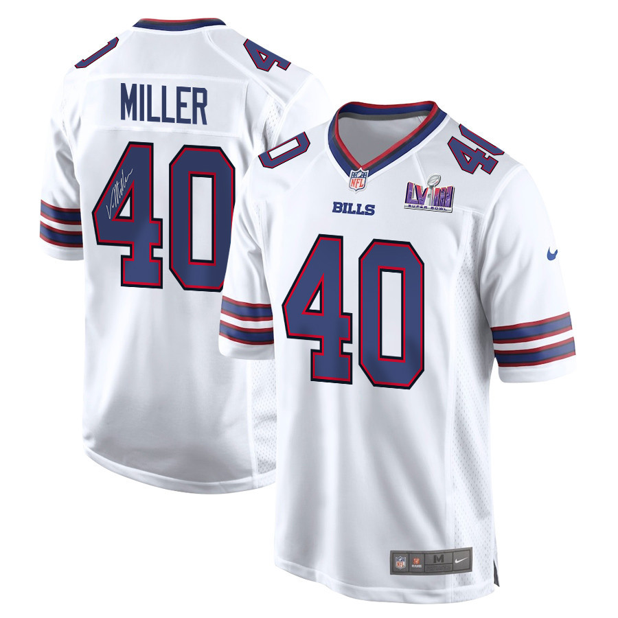Von Miller 40 Signed Buffalo Bills Super Bowl LVIII Game Men Jersey - White