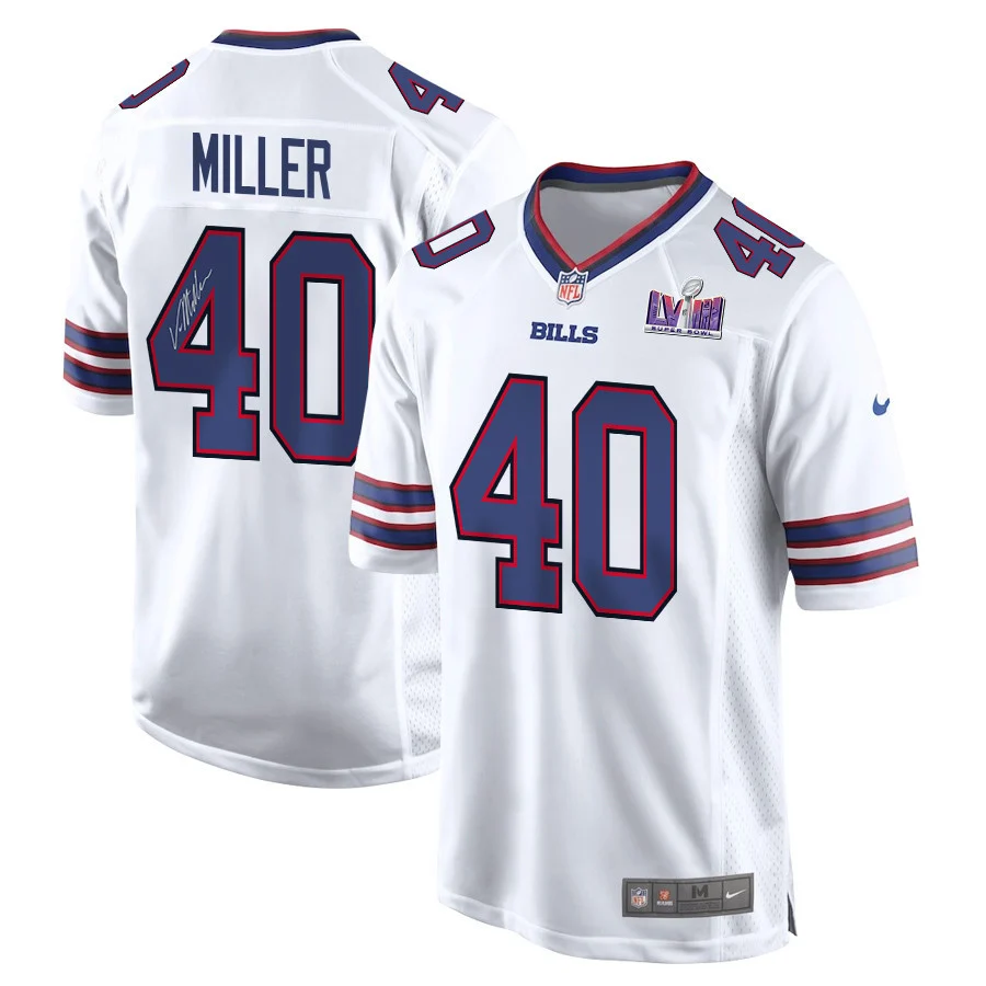 Von Miller 40 Signed Buffalo Bills Super Bowl LVIII Game Men Jersey - White