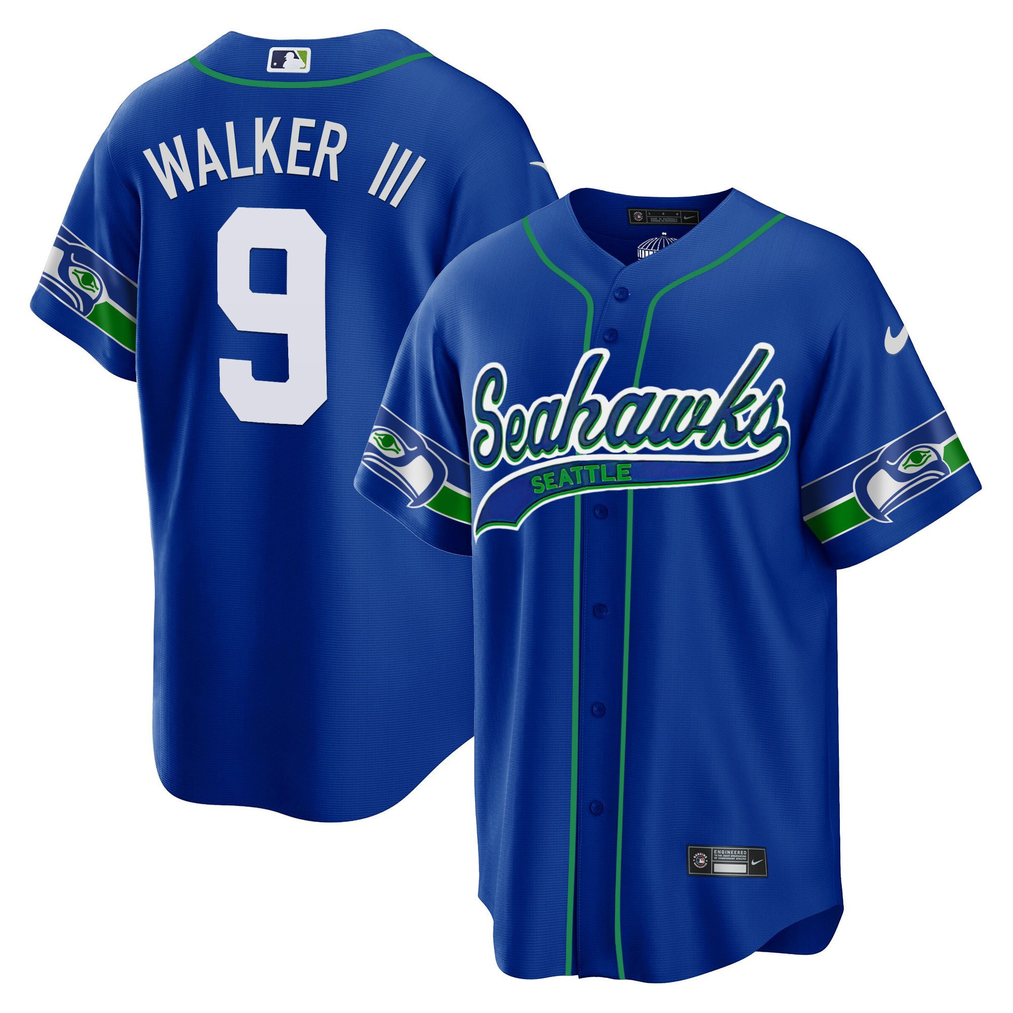 Walker III 9 Seattle Seahawks Throwback Men Jersey - Royal