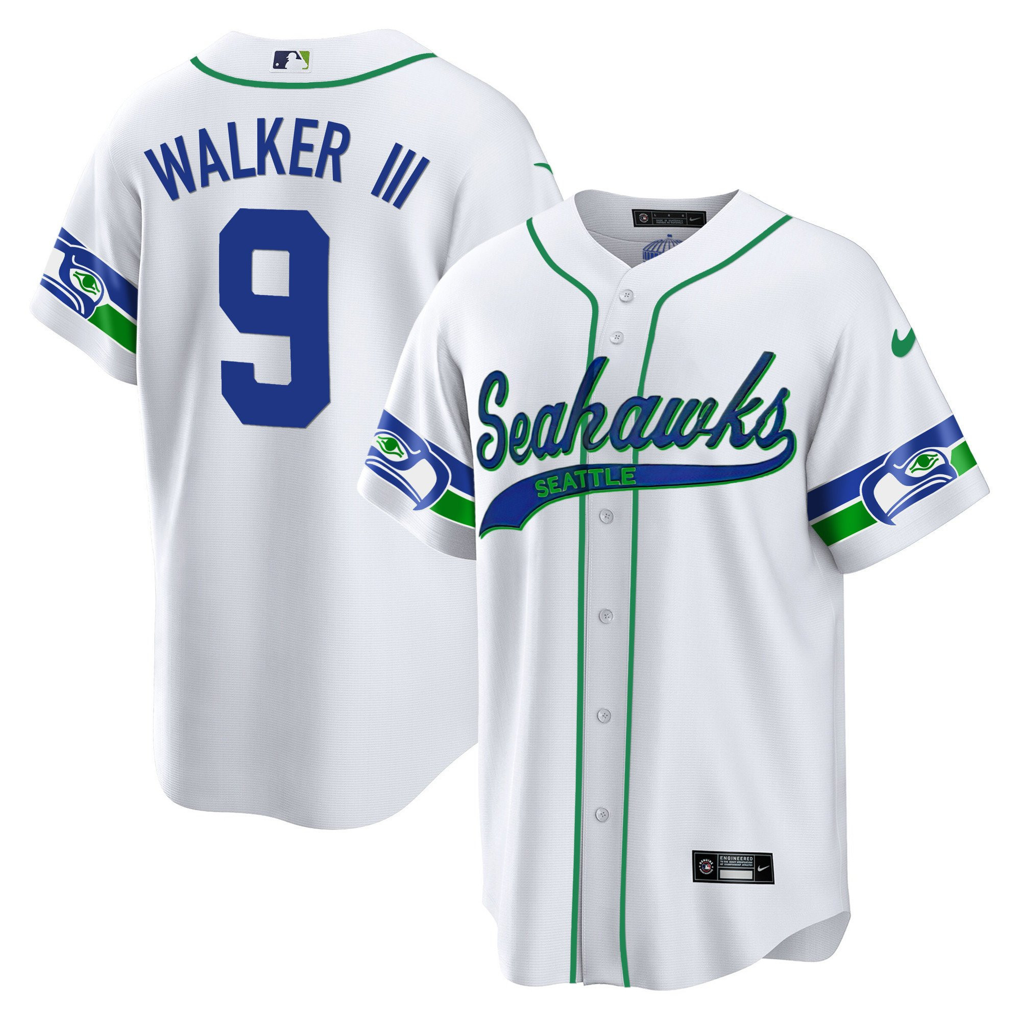 Walker III 9 Seattle Seahawks Throwback Men Jersey - Royal