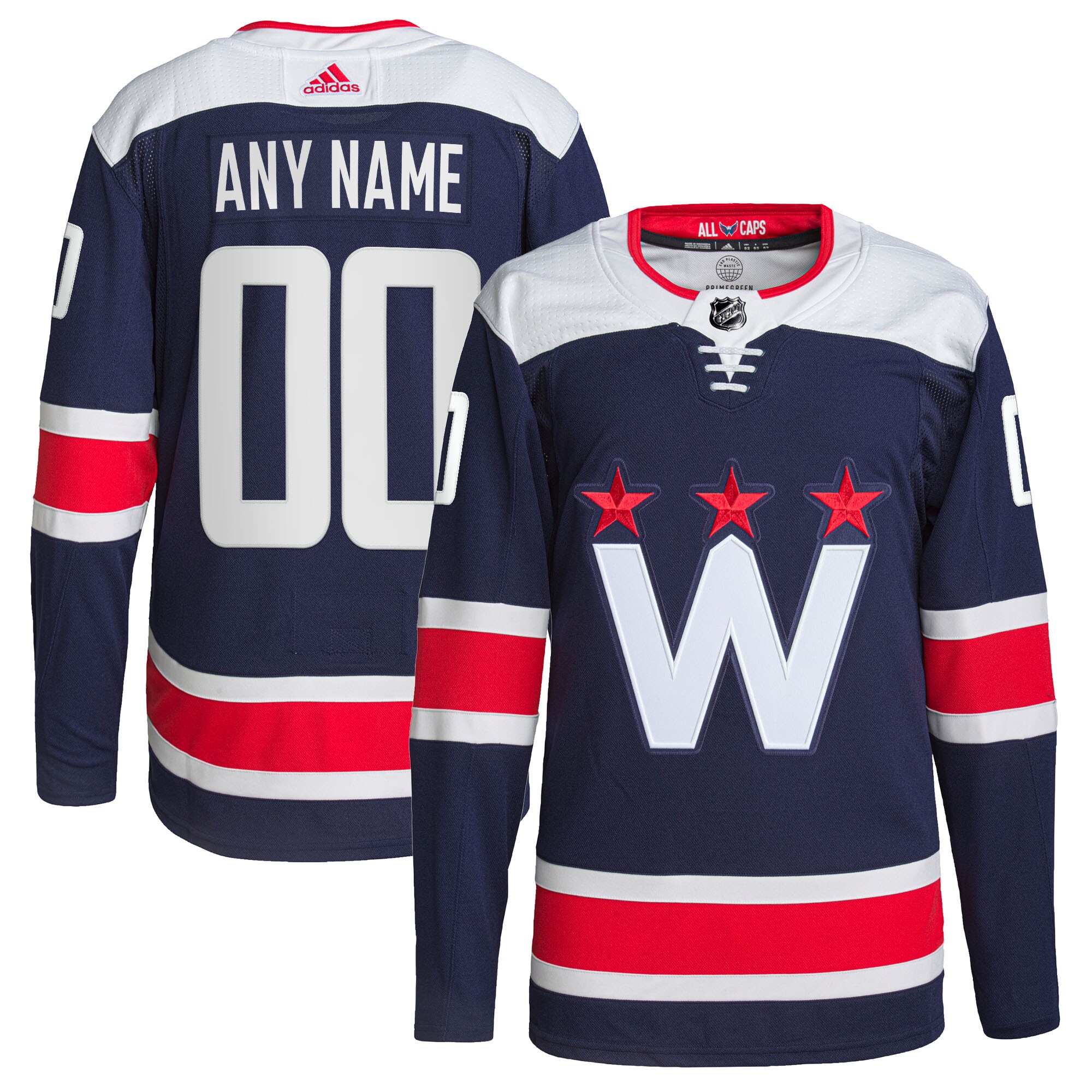 Washington Capitals adidas Alternate Primegreen Authentic Custom Jersey - Navy