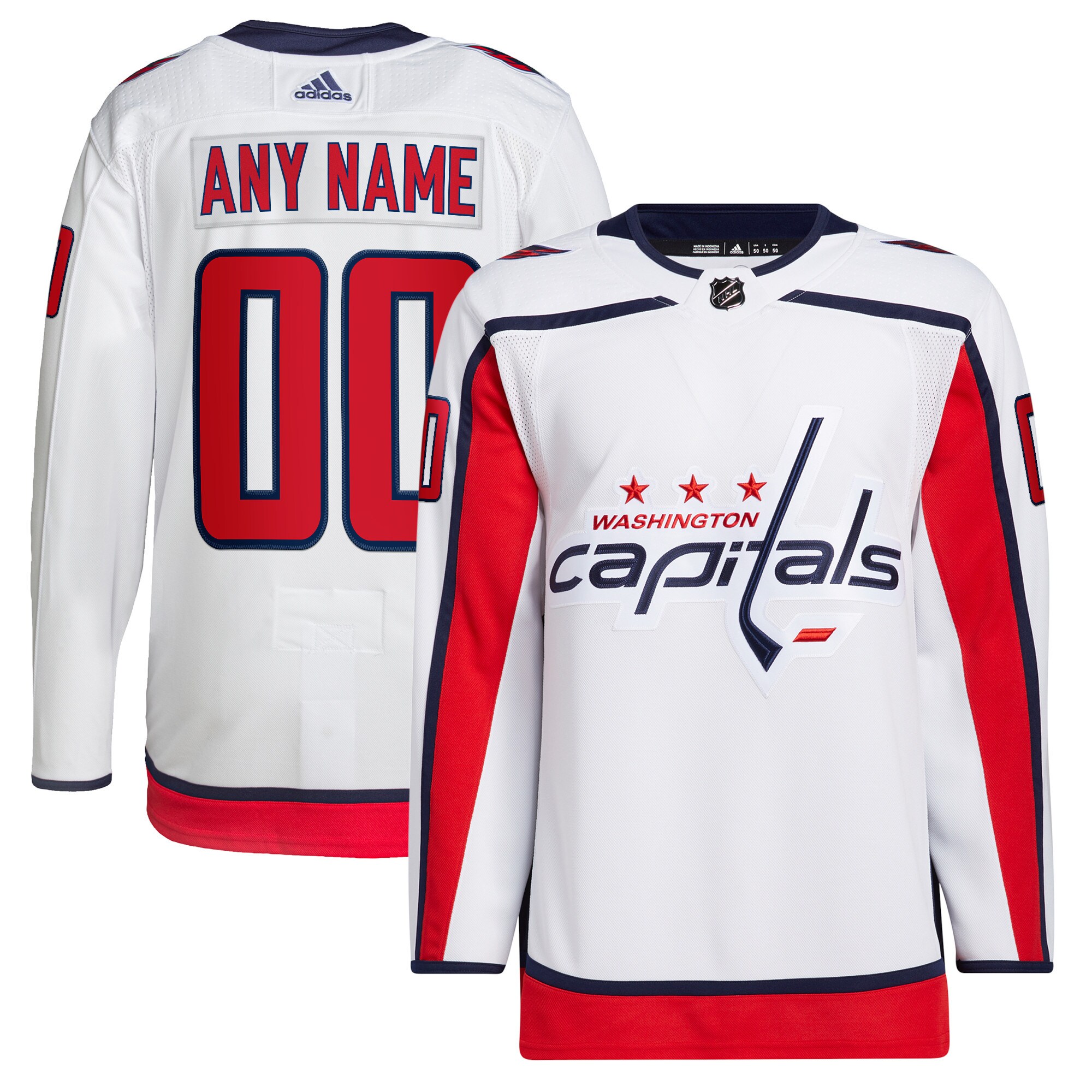 Washington Capitals adidas Away Primegreen Authentic Custom Jersey - White