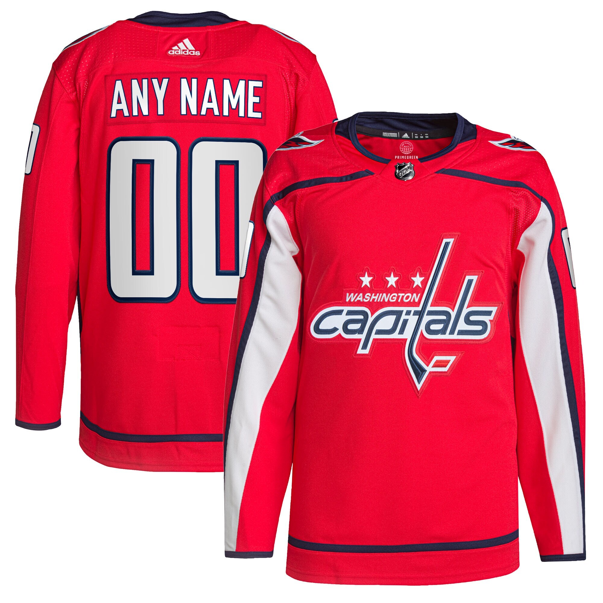 Washington Capitals adidas Home Primegreen Authentic Custom Jersey - Red